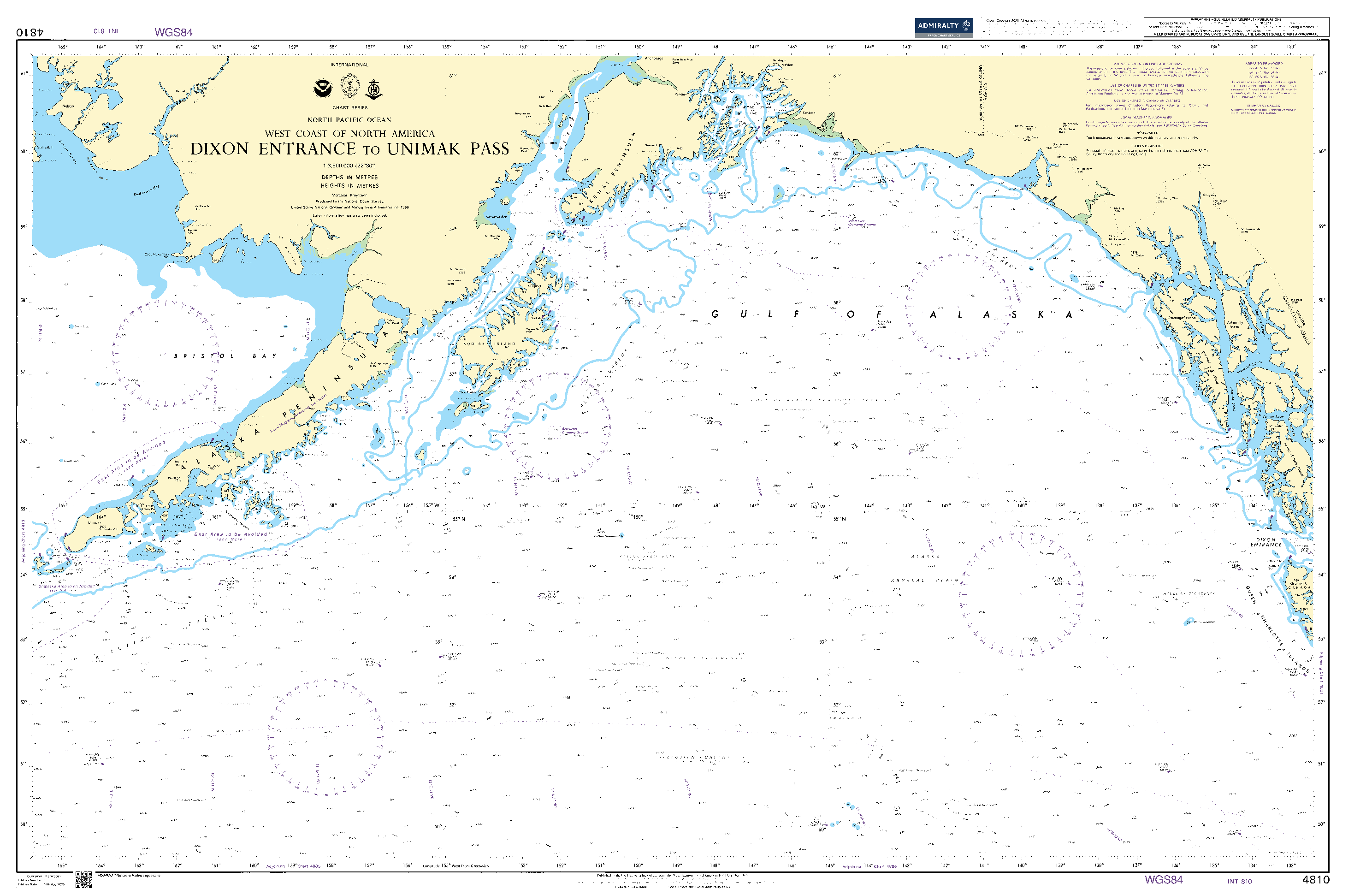 British Admiralty Nautical Chart 4810: North Pacific Ocean, West Coast of North America, Dixon Entrance to Unimak Pass