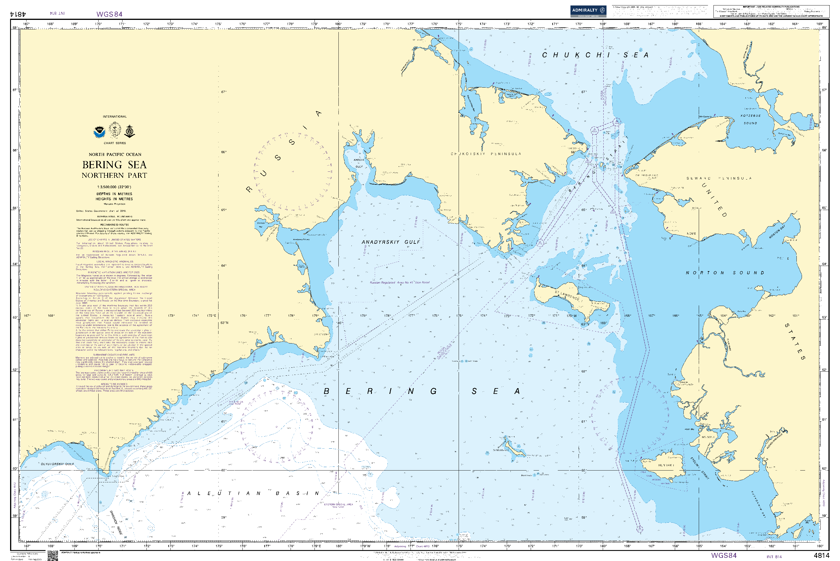 British Admiralty Nautical Chart 4814: North Pacific Ocean, Bering Sea, Northern Part