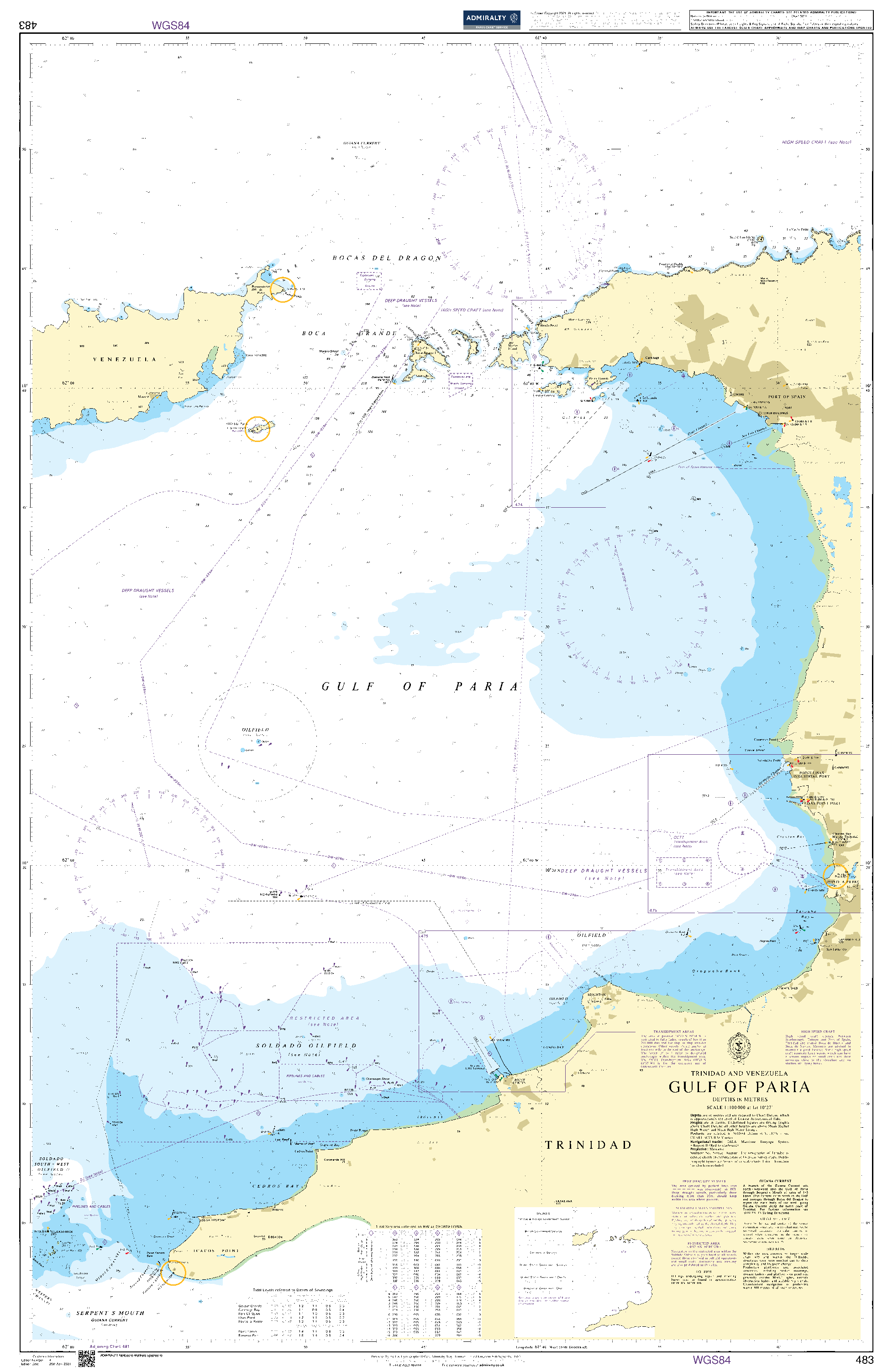 British Admiralty Nautical Chart 483: Gulf of Paria