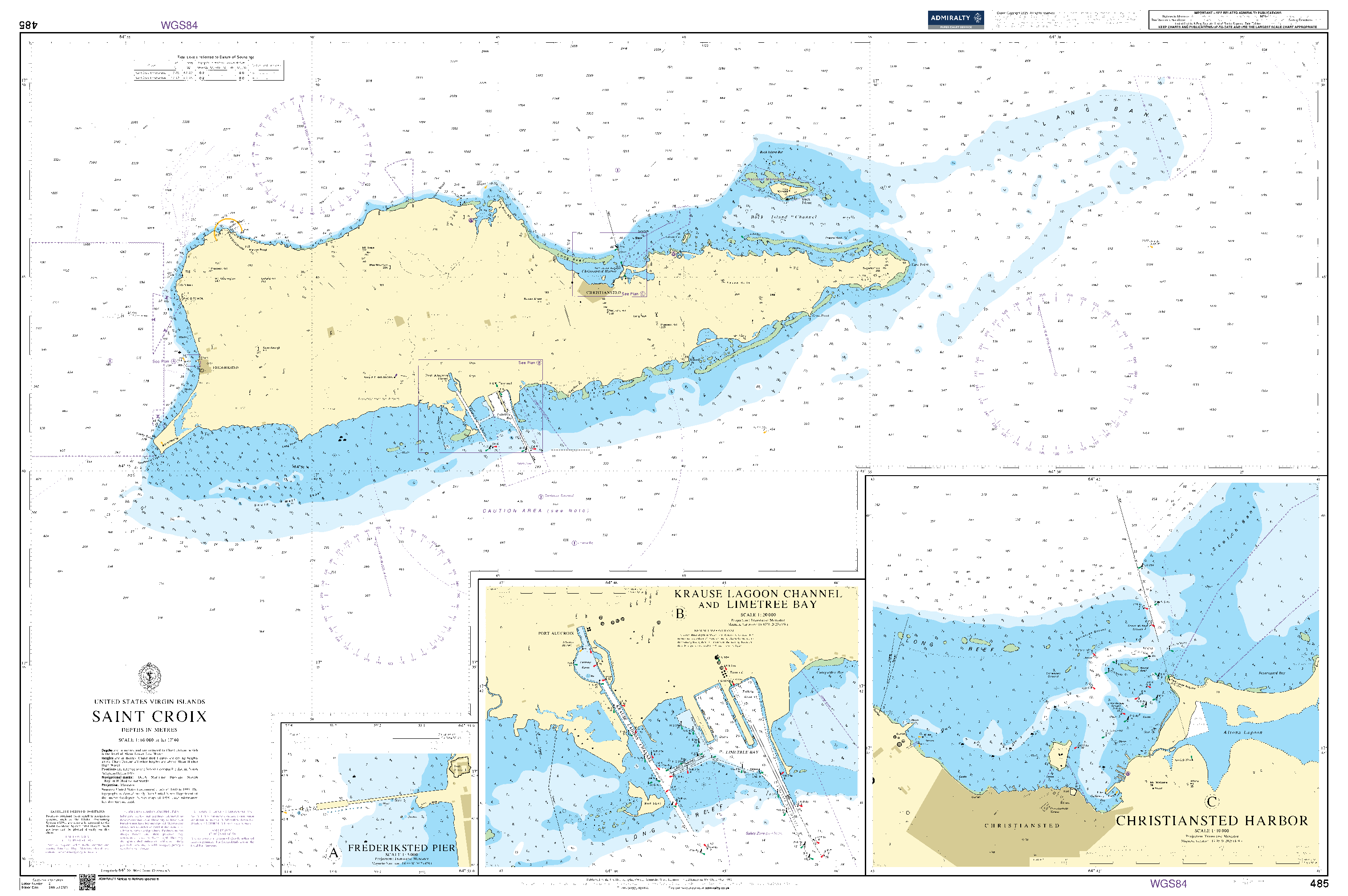 British Admiralty Nautical Chart 485: Saint Croix