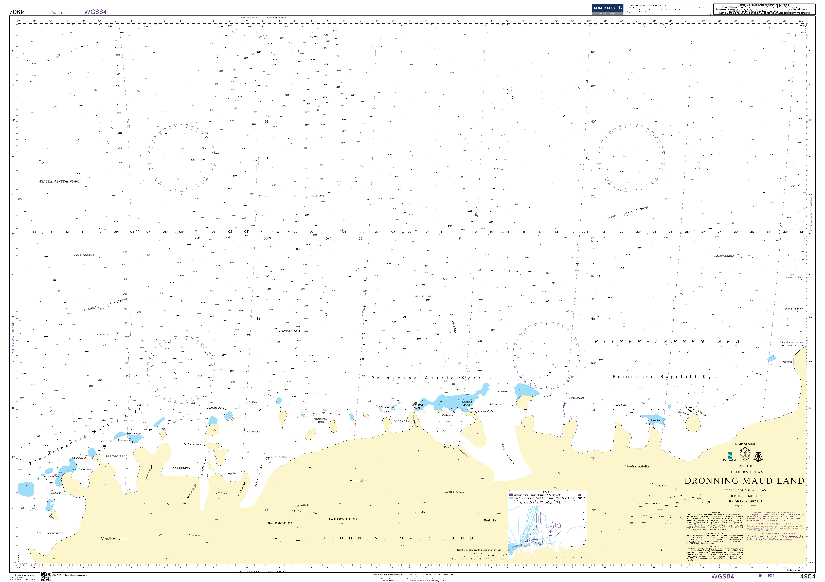 British Admiralty Nautical Chart 4904: Southern Ocean, Dronning Maud Land