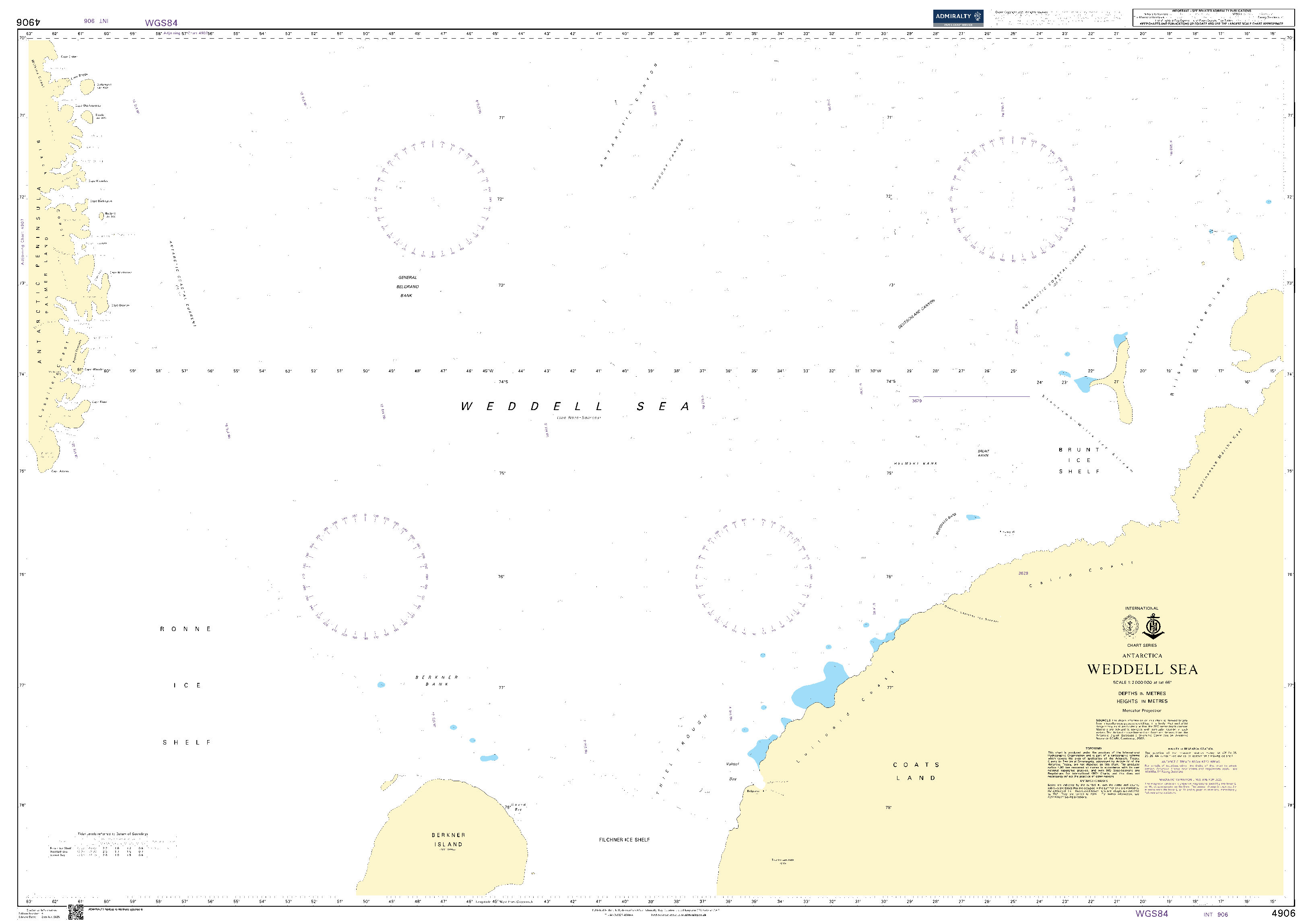 British Admiralty Nautical Chart 4906: Antarctica, Weddell Sea