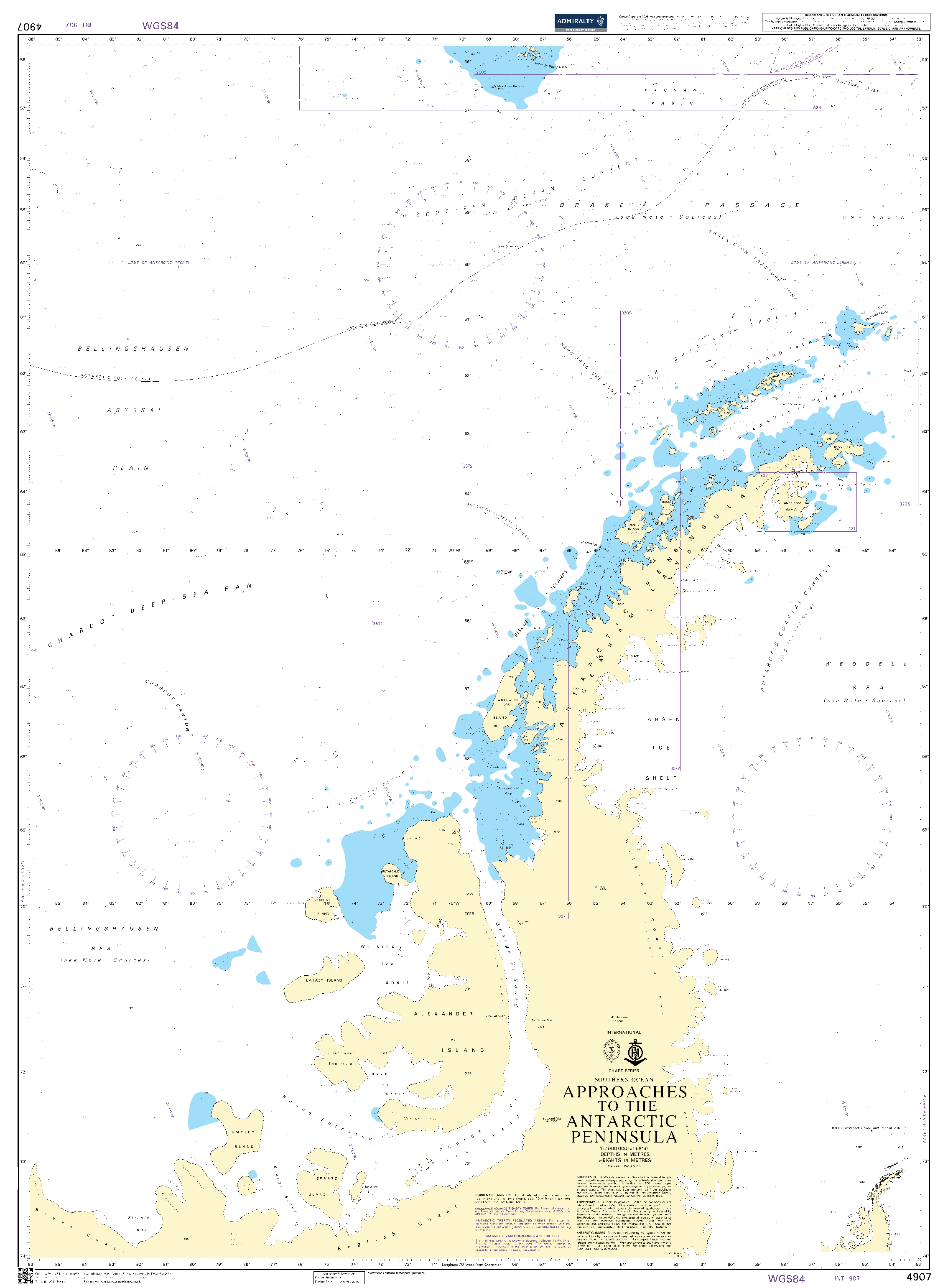British Admiralty Nautical Chart 4907: Approaches to the Antarctic Peninsula