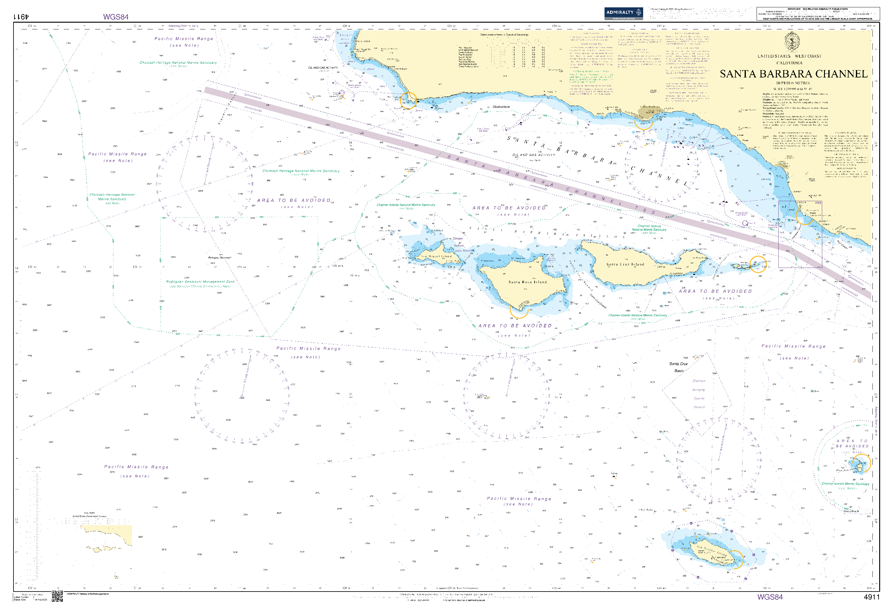 British Admiralty Nautical Chart 4911: United States – West Coast – California, Santa Barbara Channel
