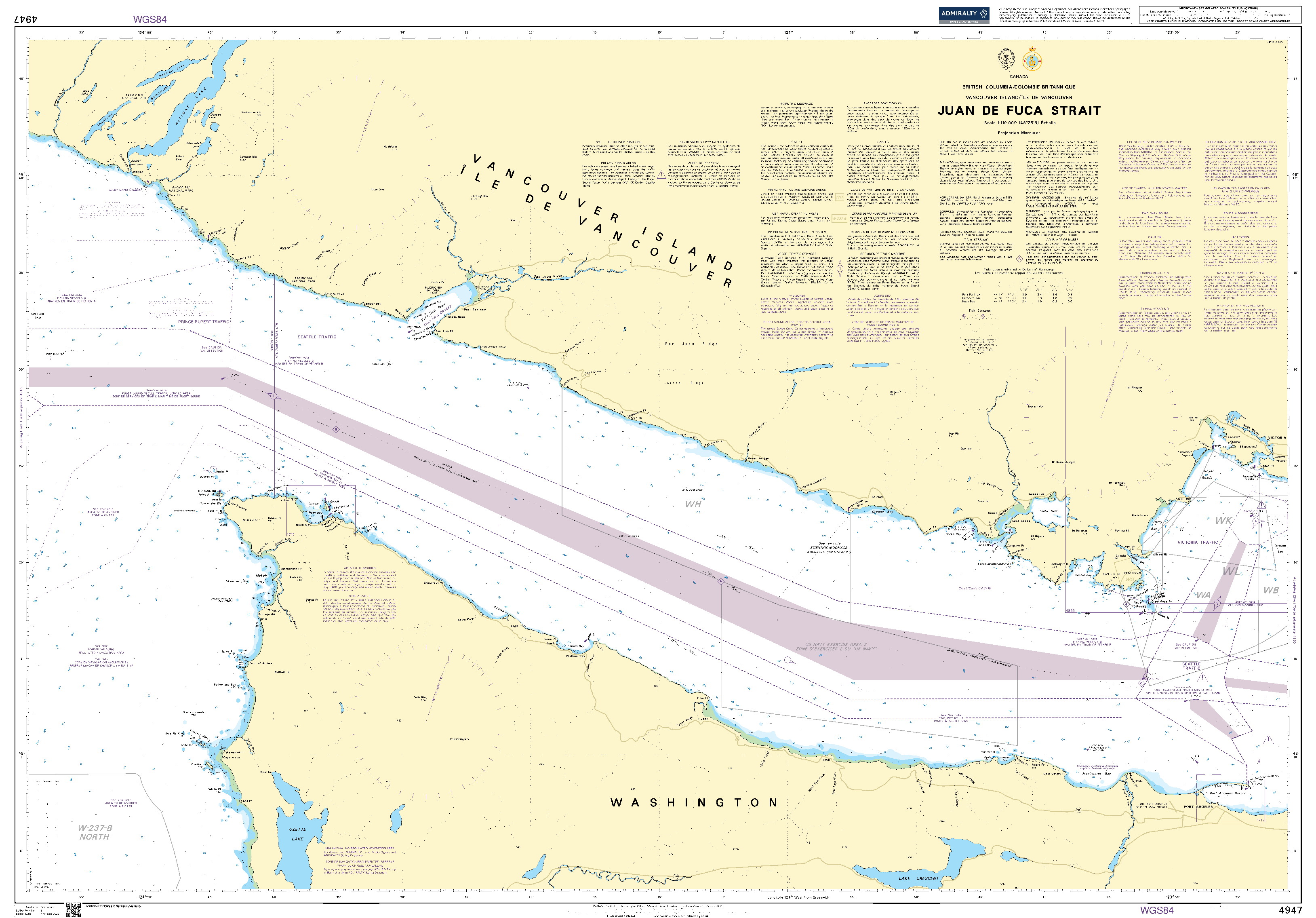 British Admiralty Nautical Chart 4947: Juan de Fuca Strait