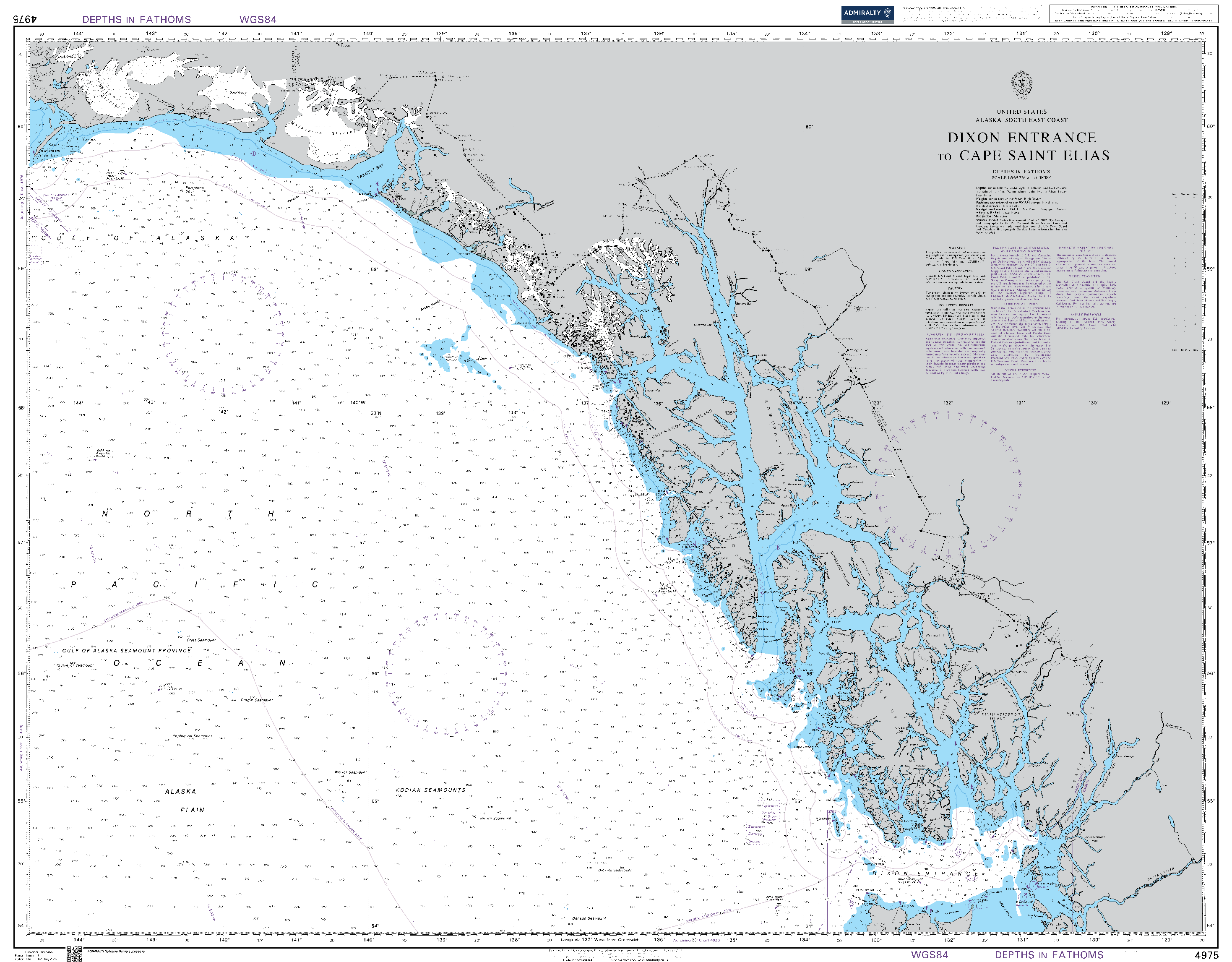 British Admiralty Nautical Chart 4975: United States, Alaska - South East Coast, Dixon Entrance to Cape Saint Elias