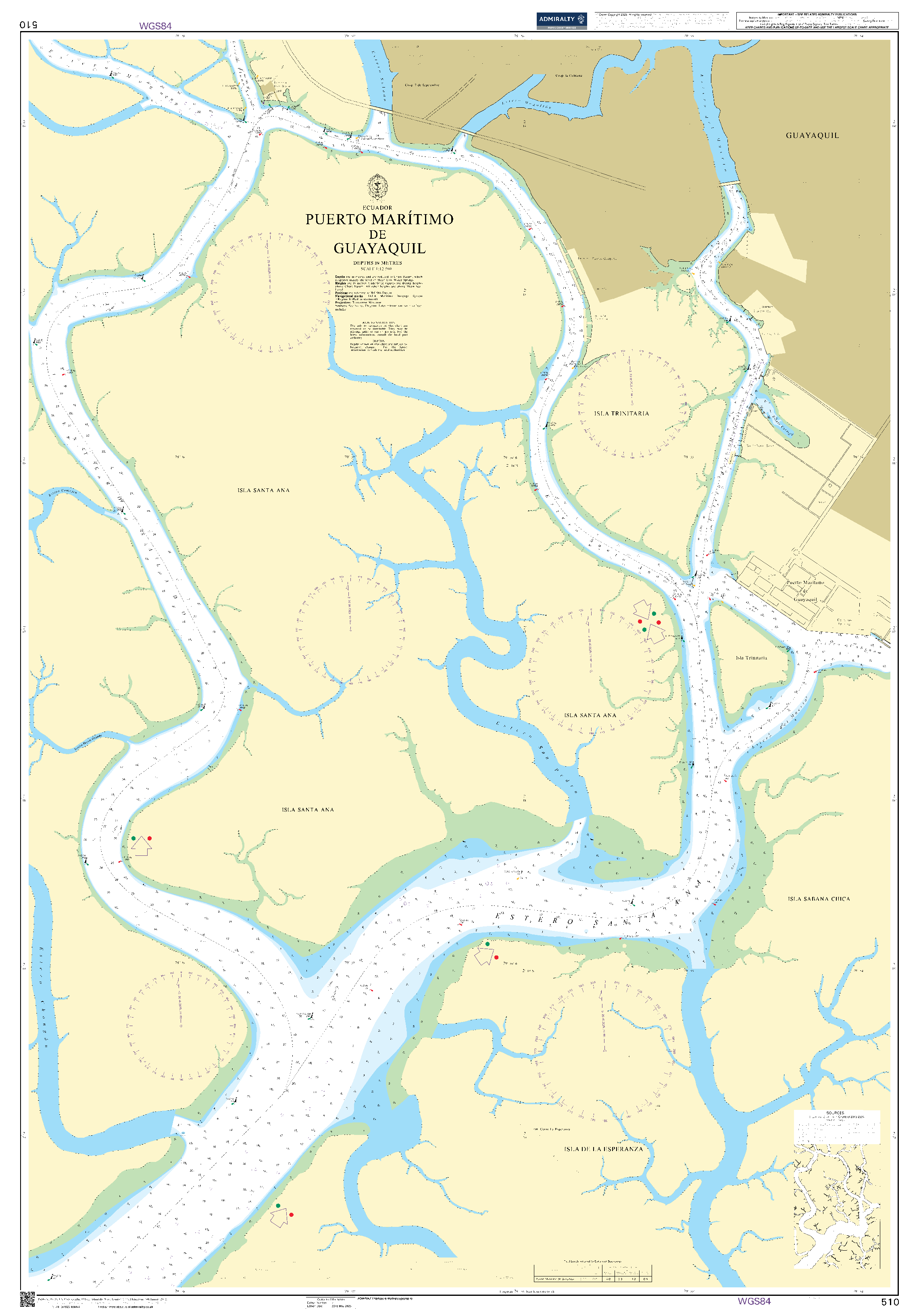 British Admiralty Nautical Chart  510: Ecuador, Puerto Marítimo de Guayaquil