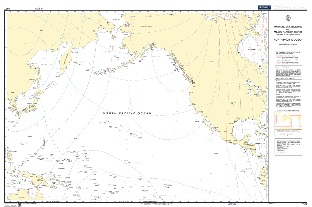 British Admiralty Nautical Chart 5377: Magnetic Variation - Amnautical