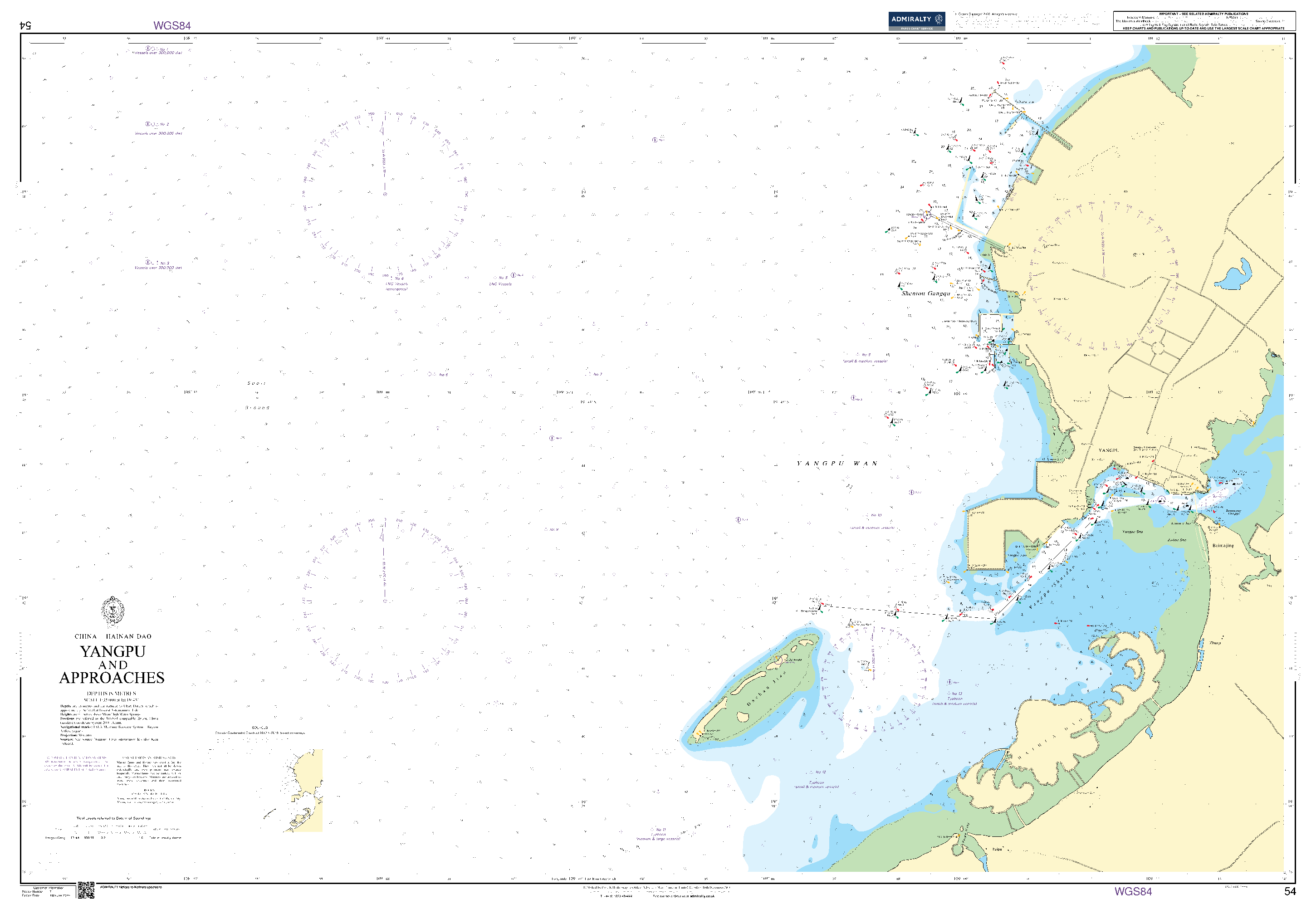 British Admiralty Nautical Chart 54: China – Hainan Dao, Yangpu and Approaches