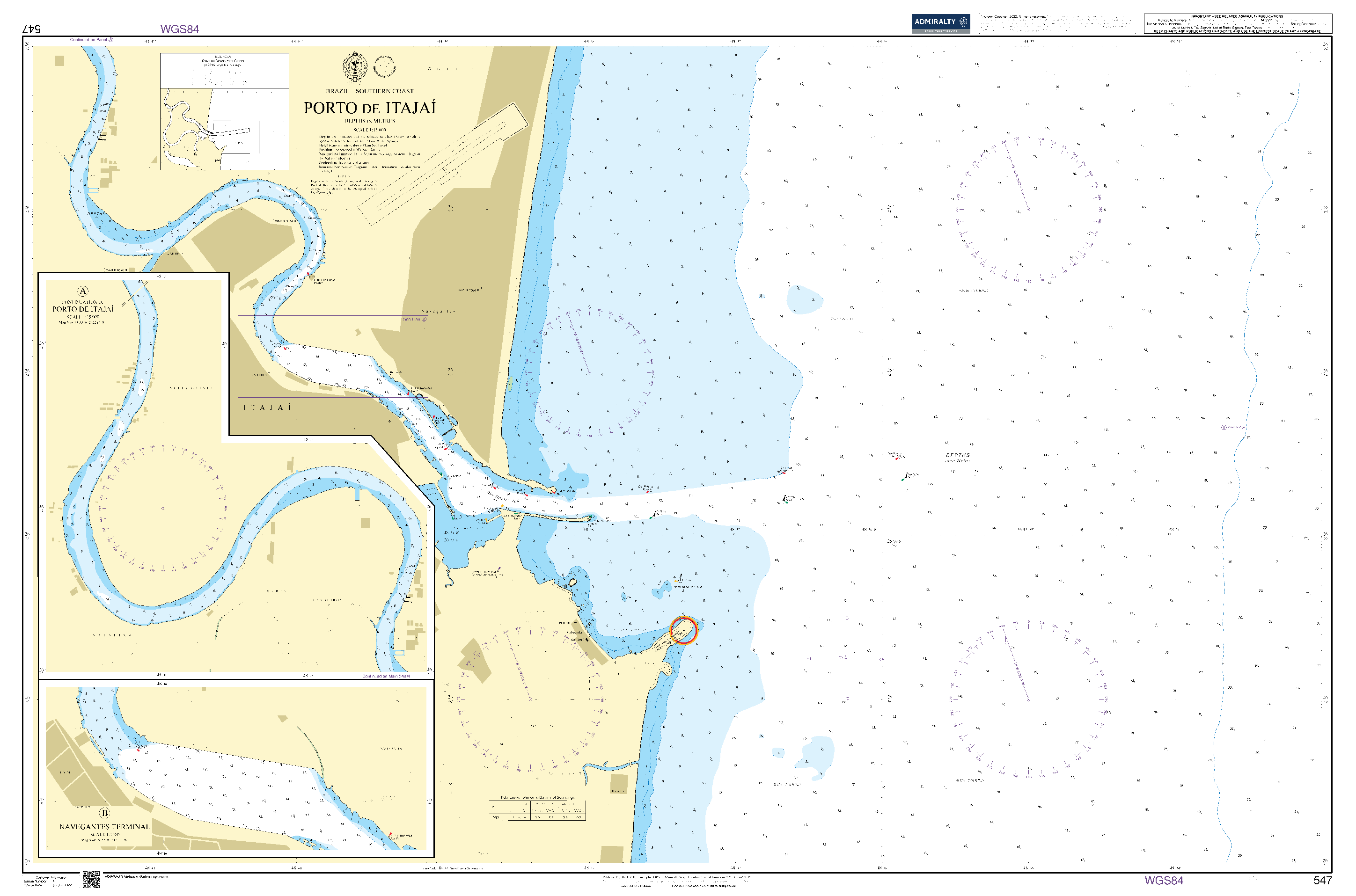 British Admiralty Nautical Chart 547: Brazil - Southern Coast, Porto de Itajaí