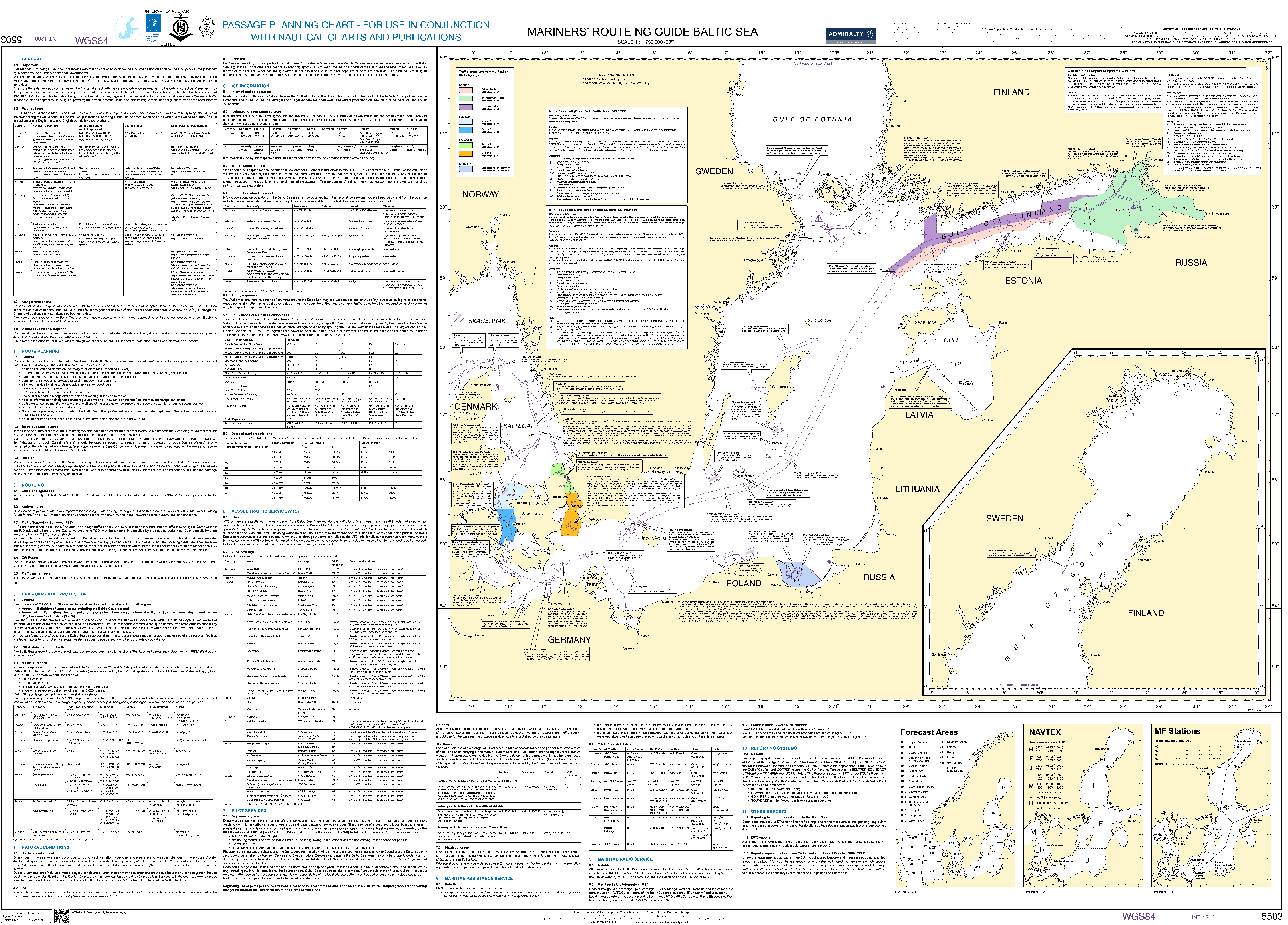 British Admiralty Nautical Chart 5503: Mariners' Routeing Guide Baltic Sea