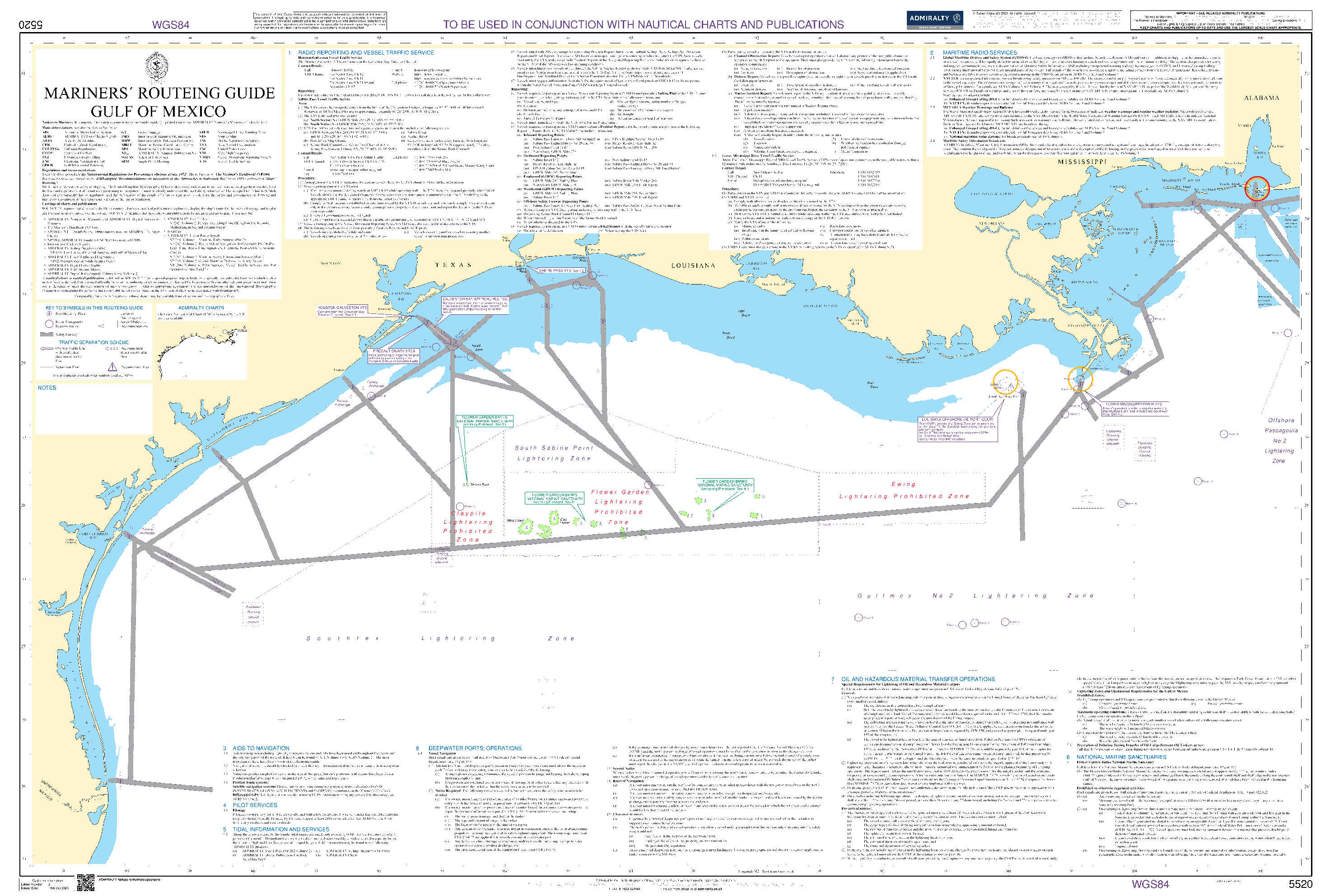 British Admiralty Nautical Chart 5520: Mariners' Routeing Guide Gulf of Mexico