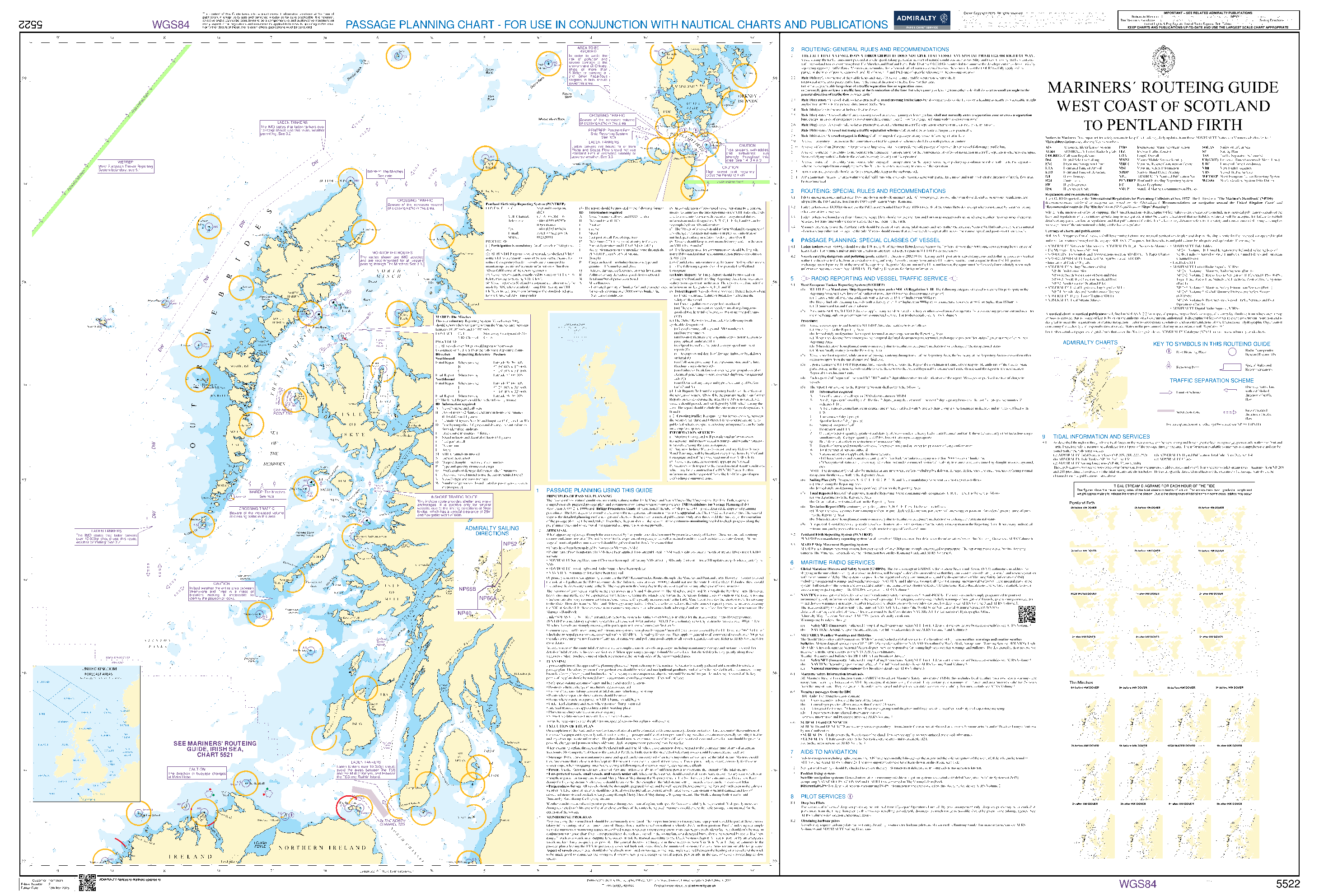 British Admiralty Nautical Chart 5522: Mariners' Routeing Guide West Coast of Scotland to Pentland Firth