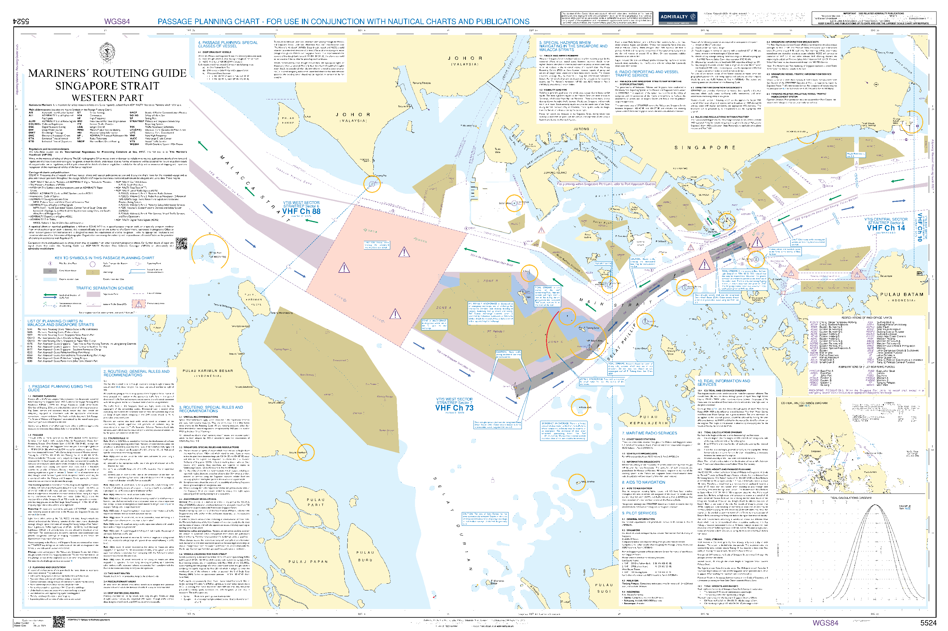 British Admiralty Nautical Chart 5524: Mariners' Routeing Guide Singapore Strait Western Part