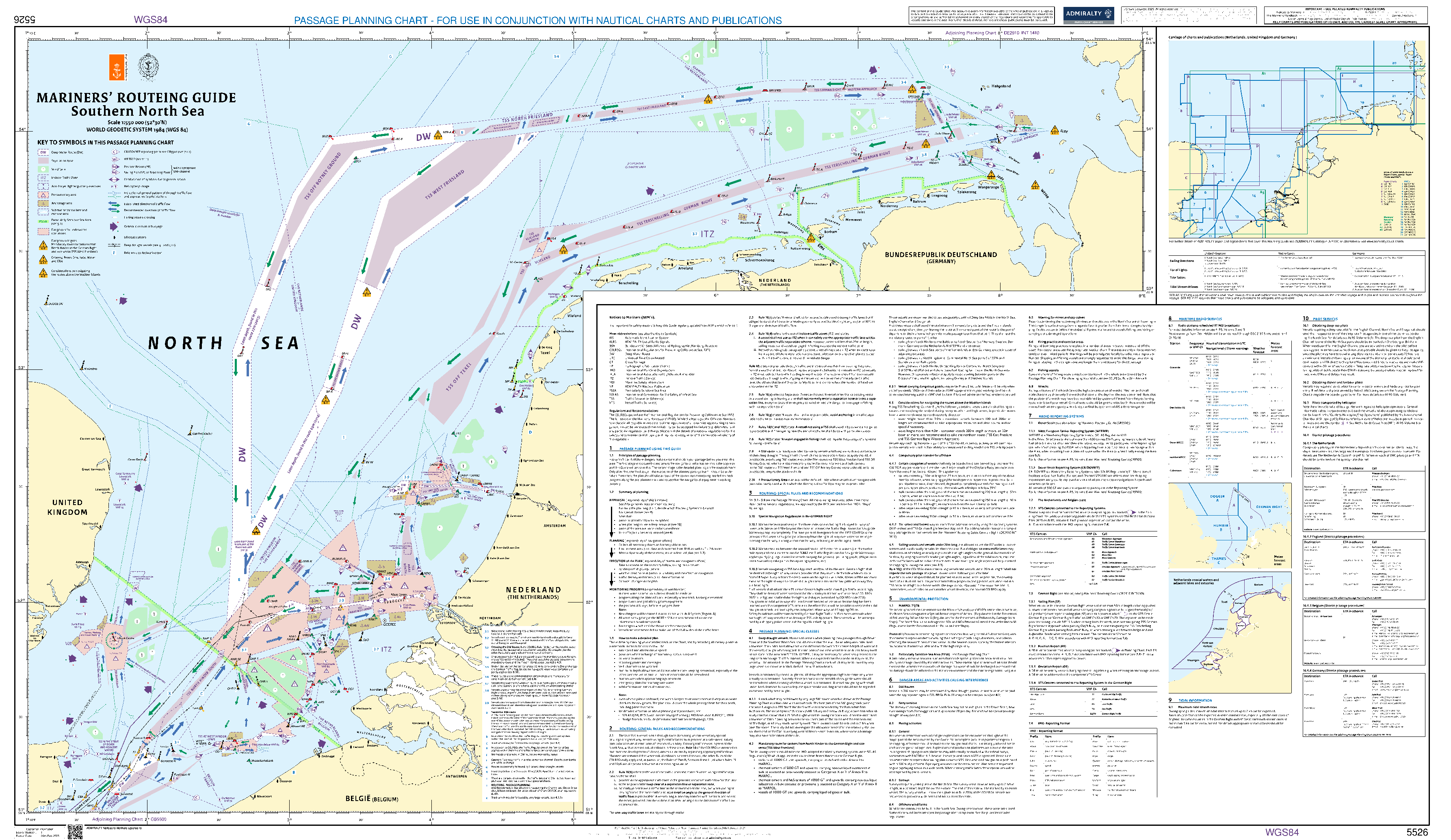 British Admiralty Nautical Chart 5526: Mariners' Routeing Guide, Southern North Sea