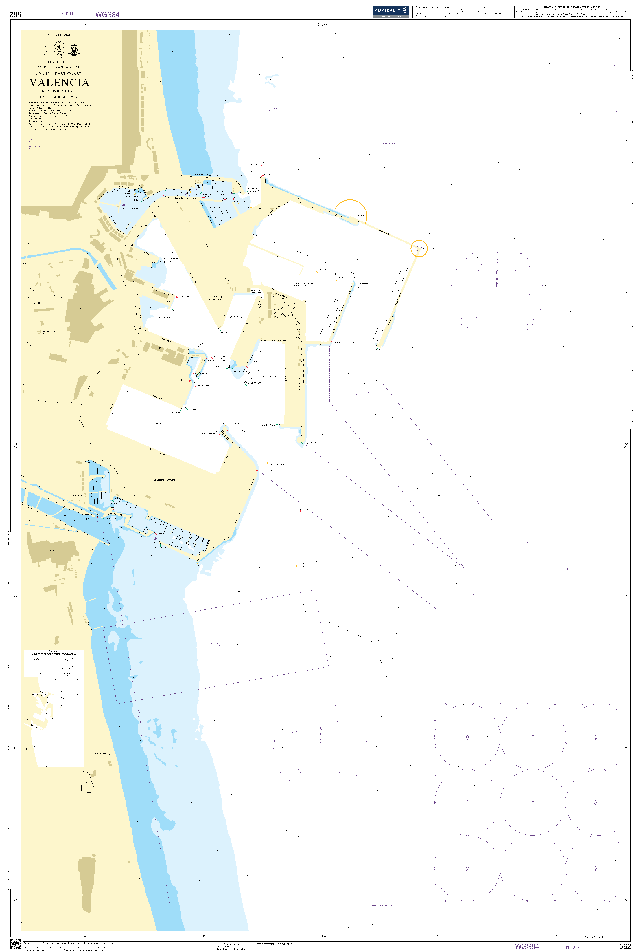 British Admiralty Nautical Chart 562: Mediterranean Sea, Spain - East Coast, Valencia