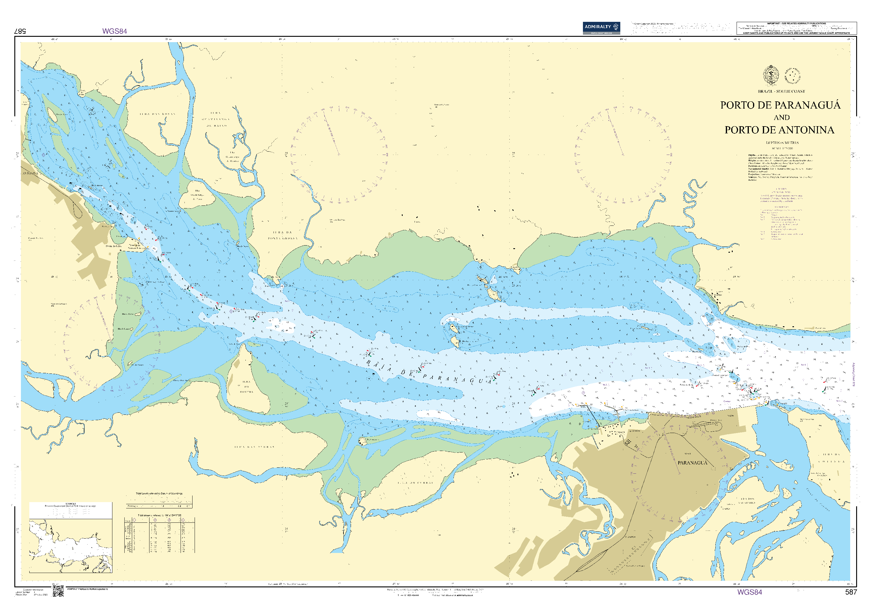 British Admiralty Nautical Chart 587: Brazil - South Coast, Porto de Paranaguá and Porto de Antonina