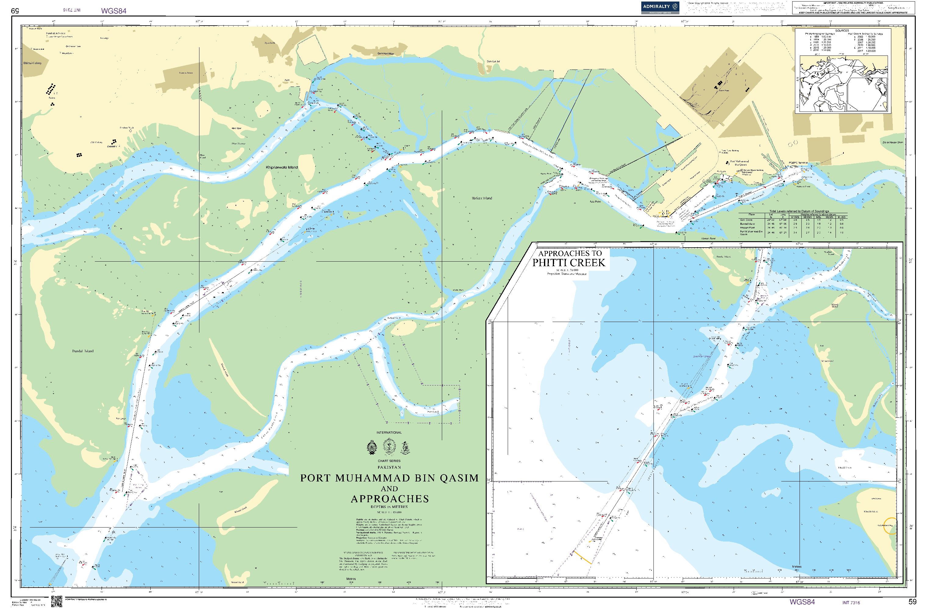 British Admiralty Nautical Chart 59: Pakistan, Port Muhammad Bin Qasim and Approaches