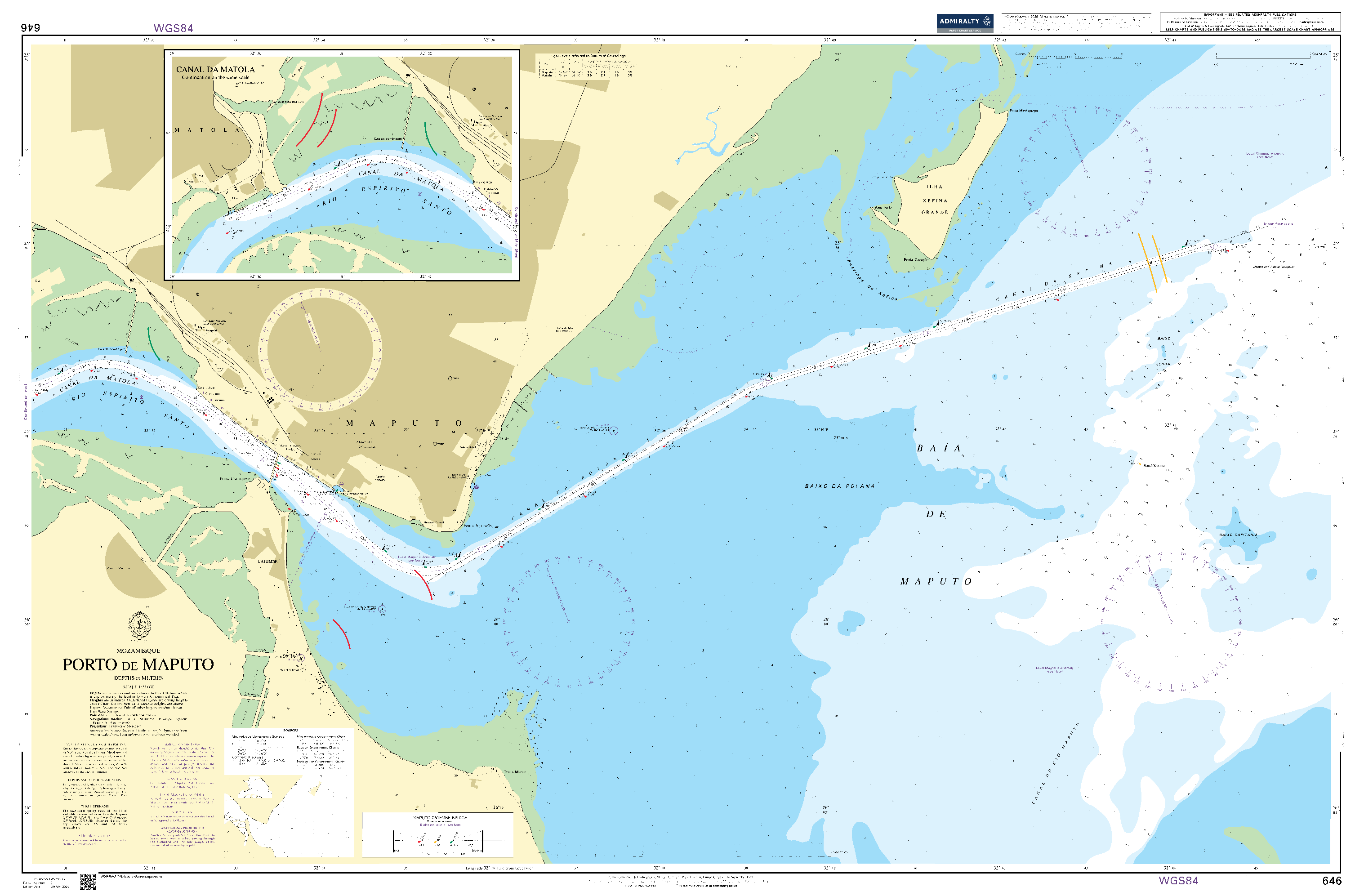 British Admiralty Nautical Chart 646: Mozambique, Porto de Maputo