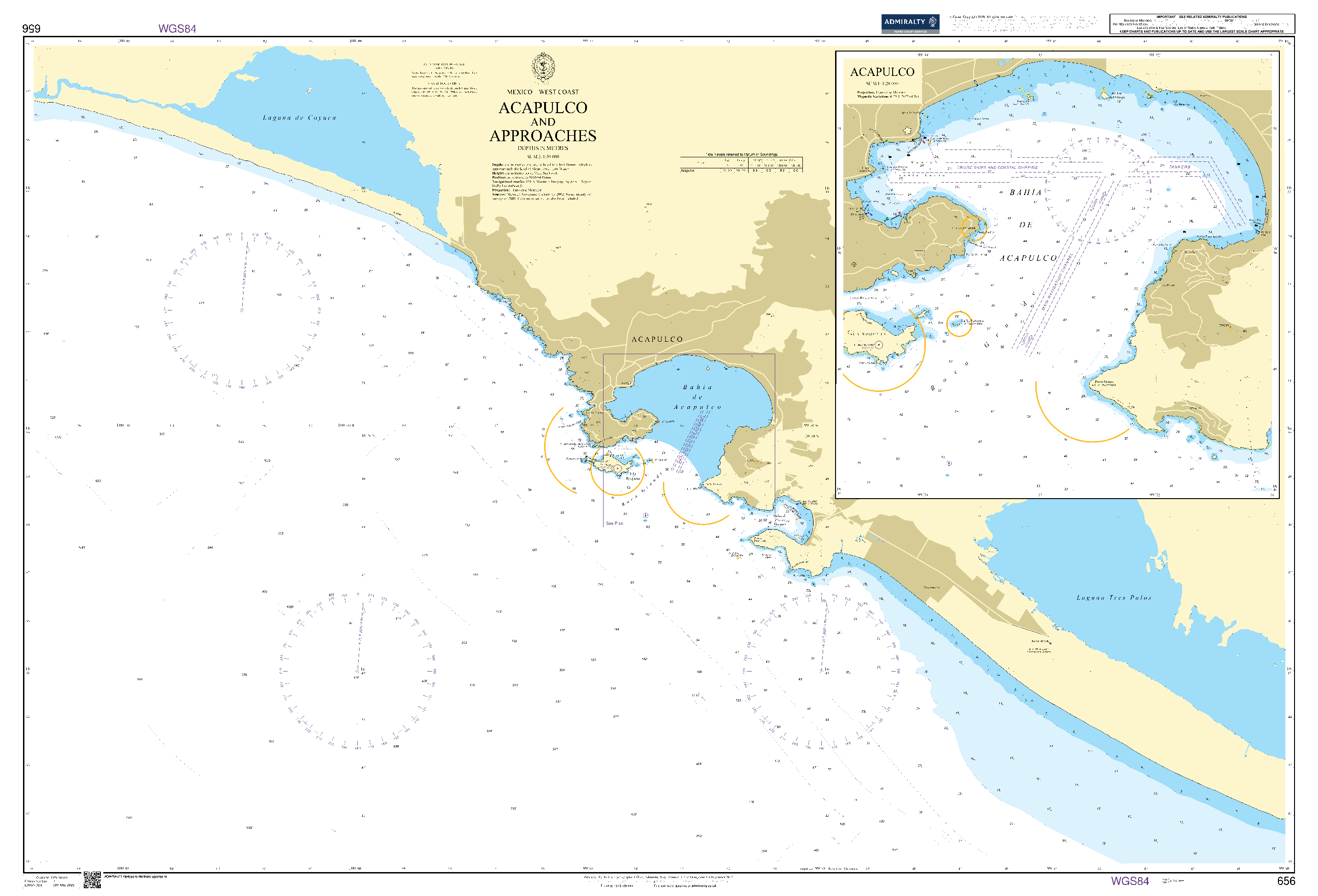 British Admiralty Nautical Chart 656: Mexico - West Coast, Acapulco and Approaches