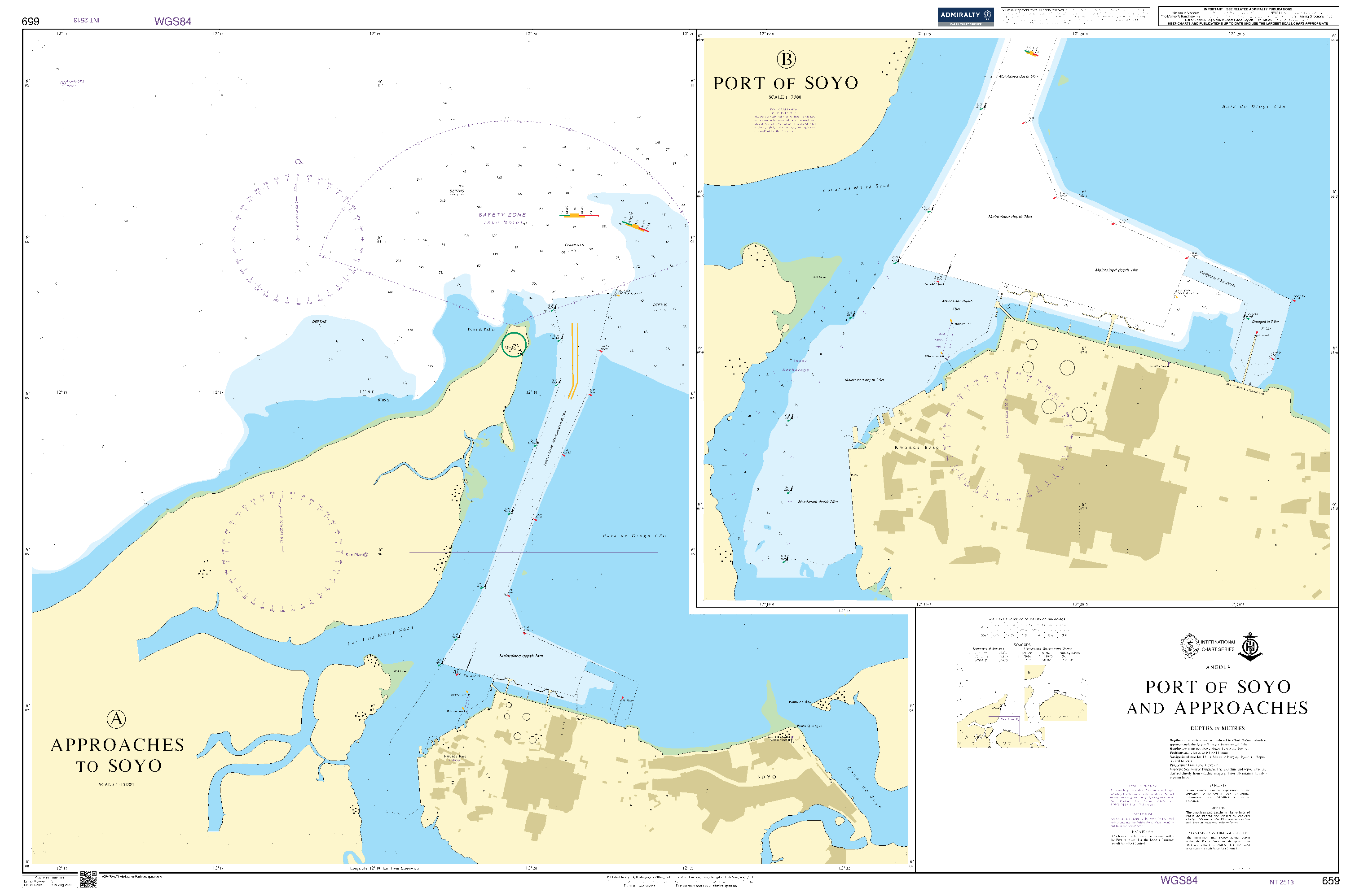 British Admiralty Nautical Chart 659: Angola, Port of Soyo and Approaches