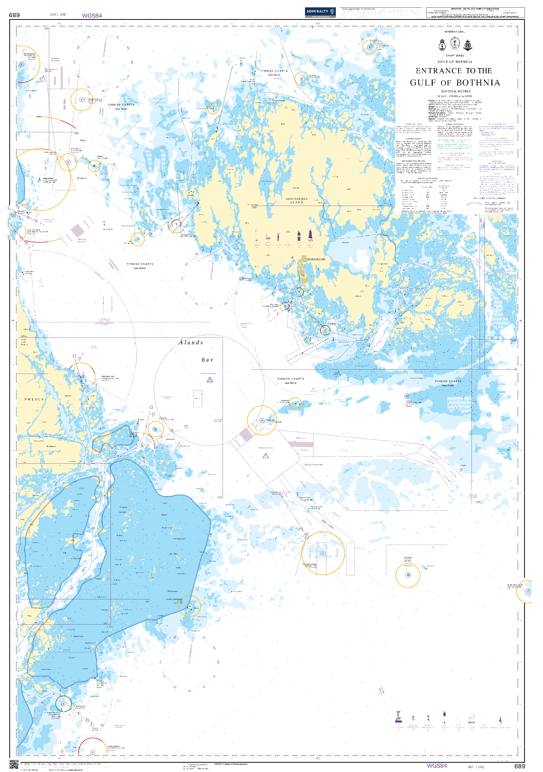 British Admiralty Nautical Chart 689: Gulf of Bothnia, Entrance to the Gulf of Bothnia