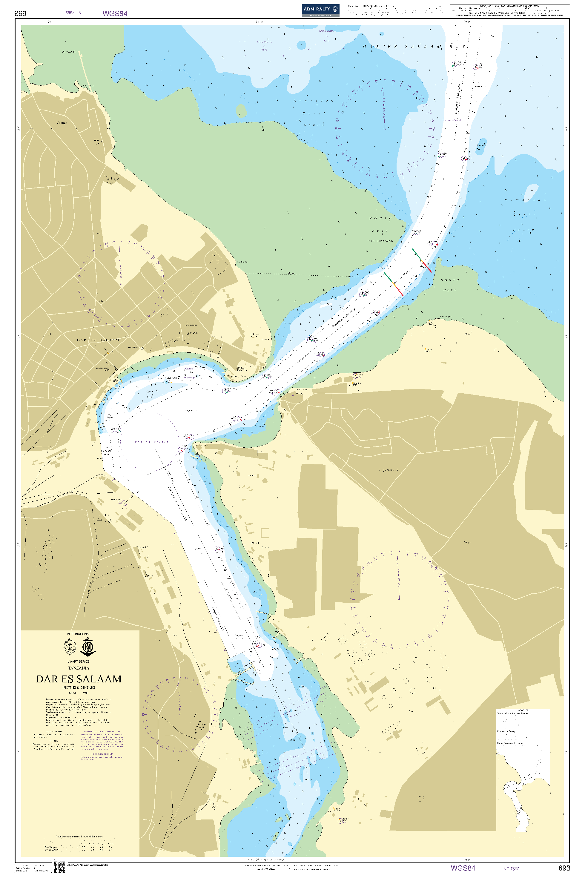 British Admiralty Nautical Chart 693: Tanzania, Dar Es Salaam