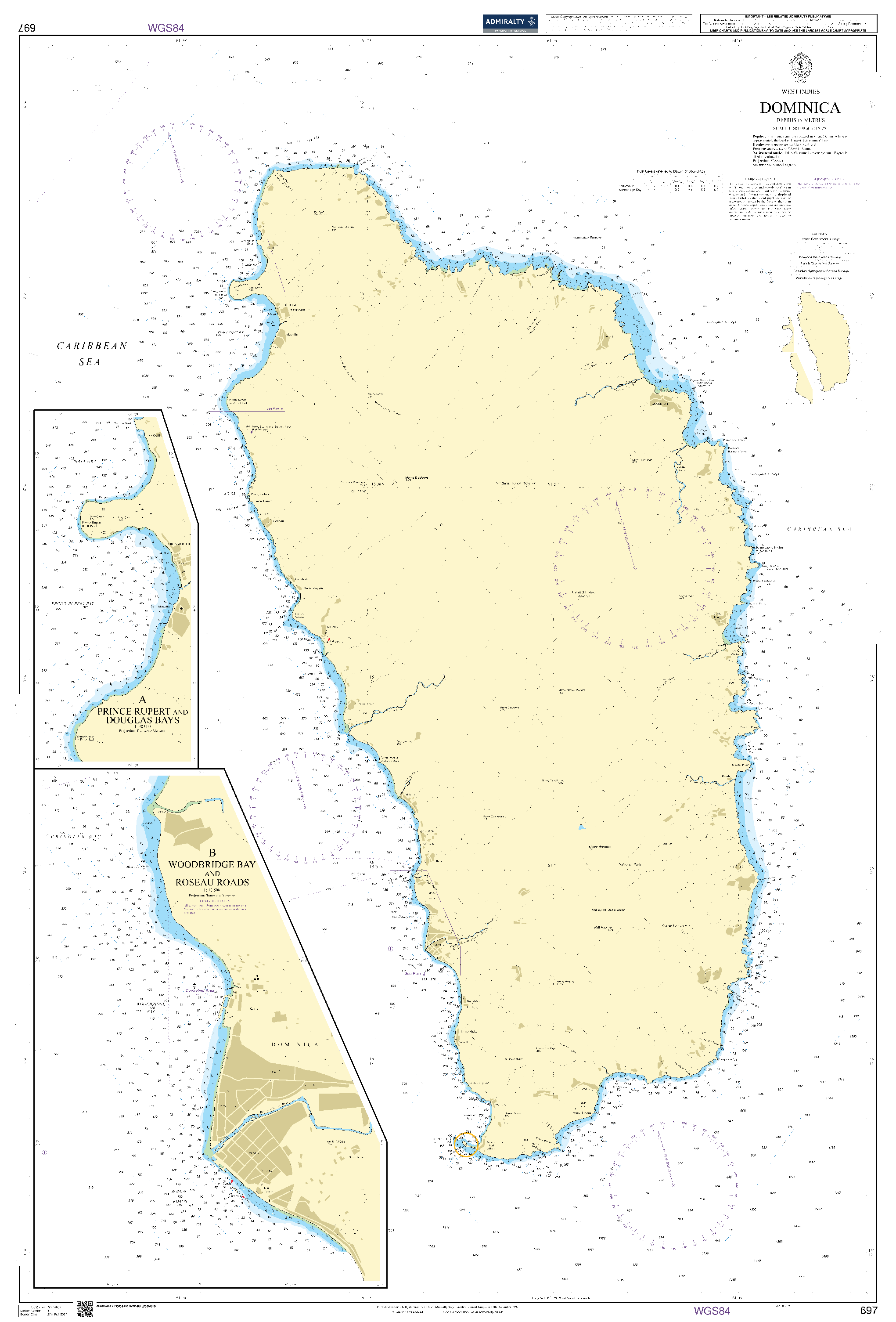 British Admiralty Nautical Chart 697: Dominica