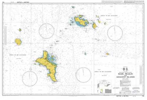 British Admiralty Nautical Chart 742: Mahe, Praslin and Adjacent Islands
