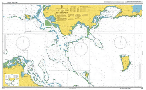 British Admiralty Nautical Chart 750: Charybdis Reef to Koro Island