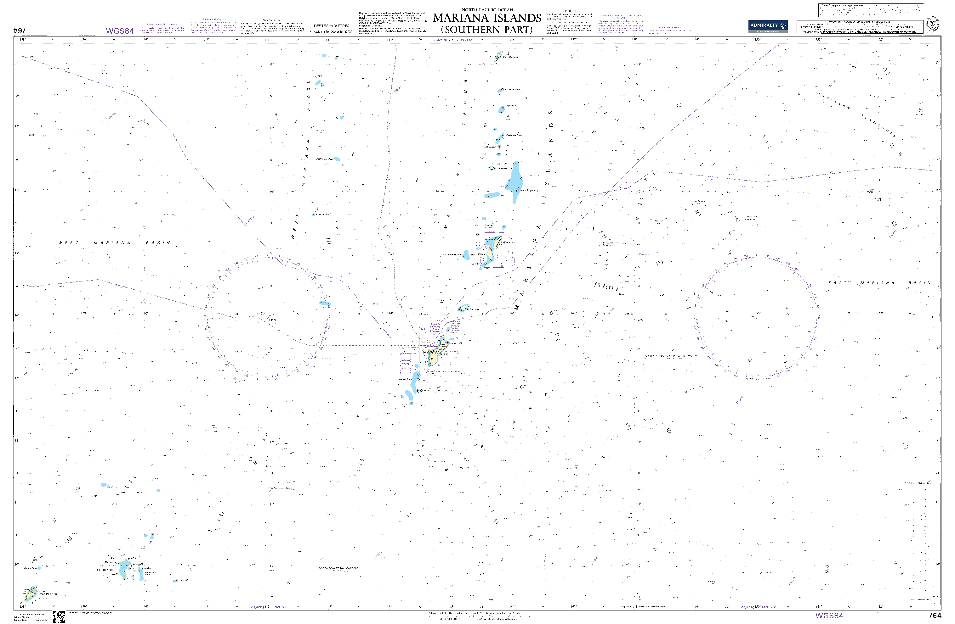 British Admiralty Nautical Chart 764: Mariana Islands (Southern Part)