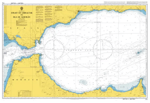 British Admiralty Nautical Chart 773: Strait of Gibraltar to Isla de Alborán