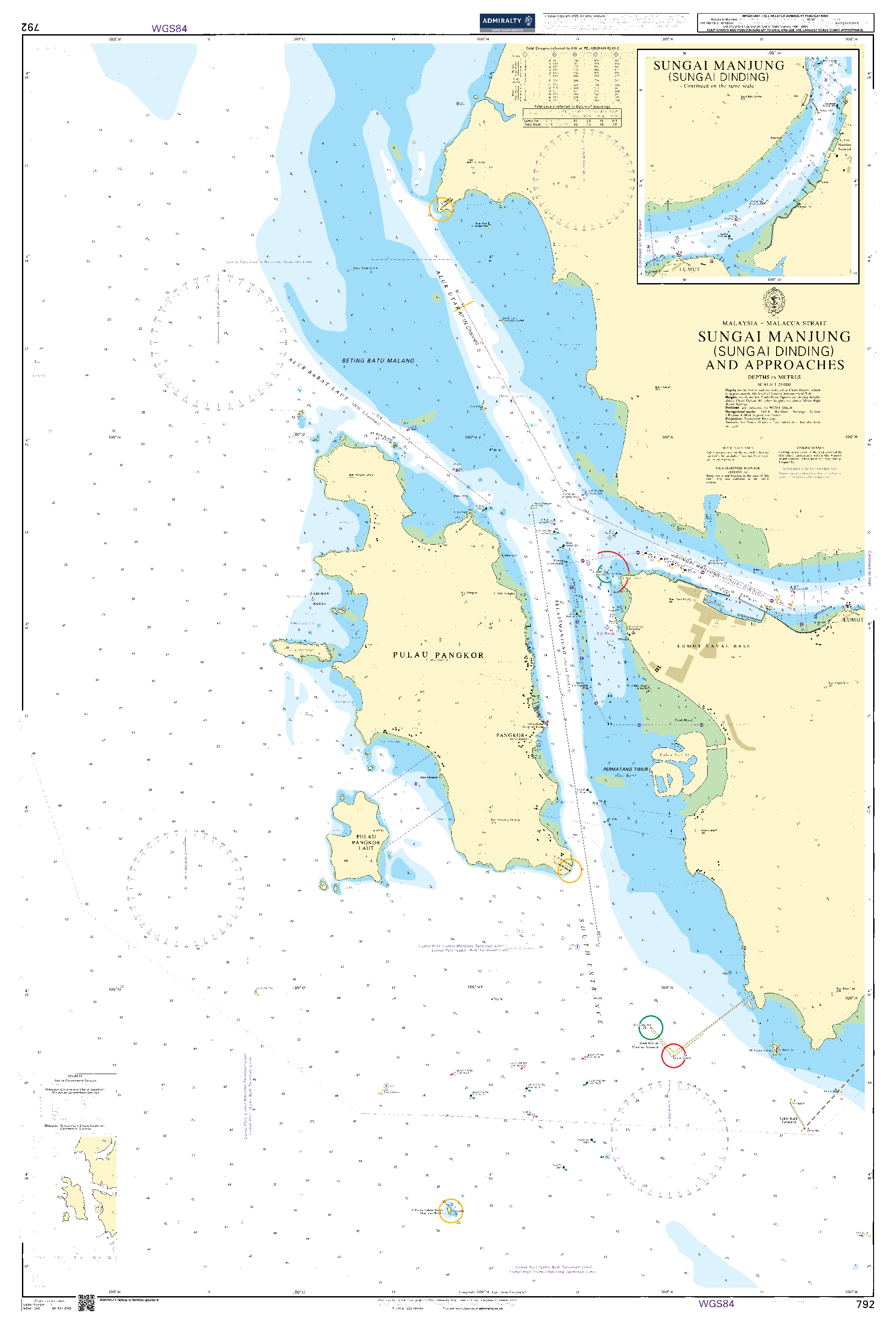 British Admiralty Nautical Chart 792: Sungai Manjung (Sungai Dinding) and Approaches