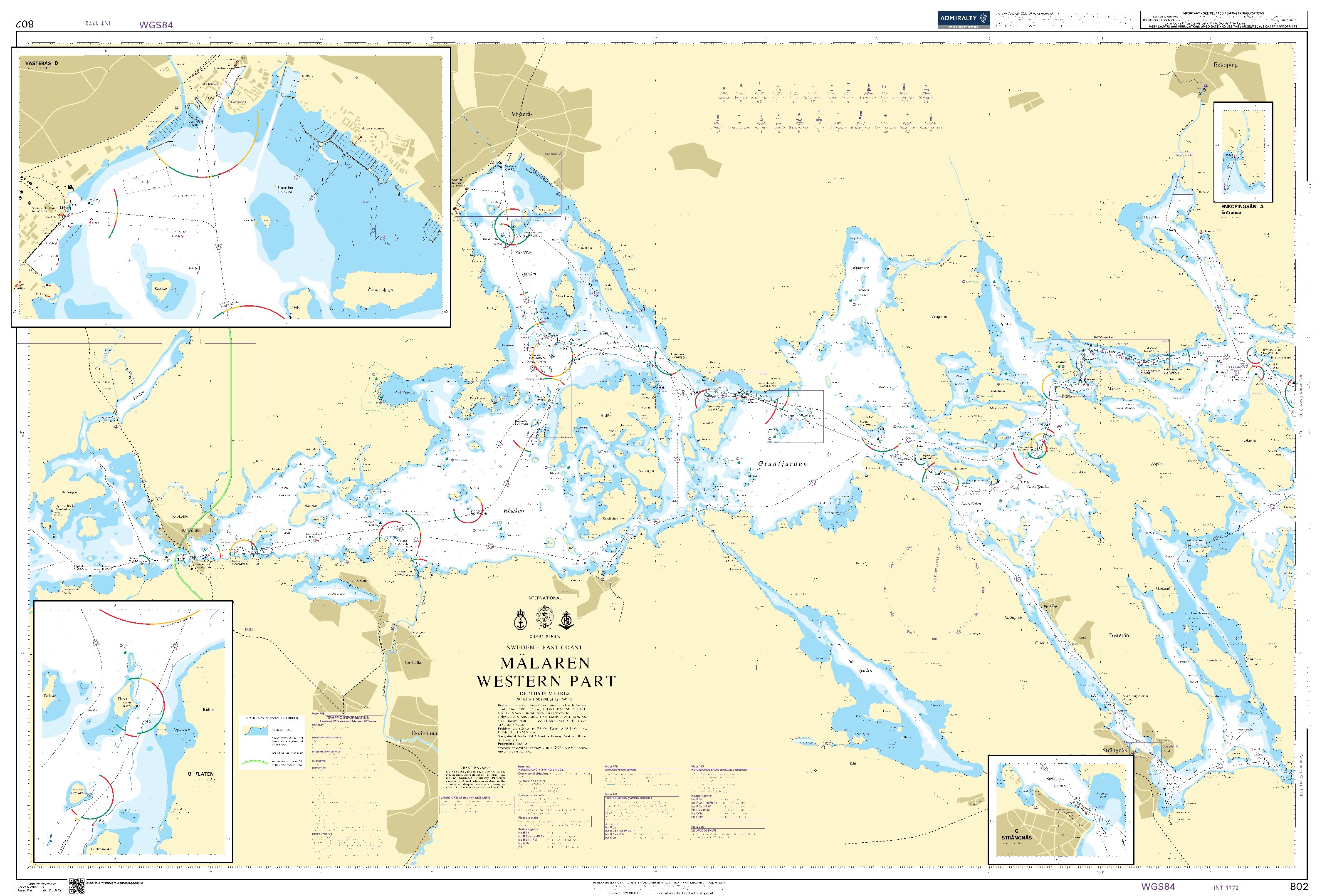 British Admiralty Nautical Chart 802: Sweden - East Coast, Mälaren - Western Part