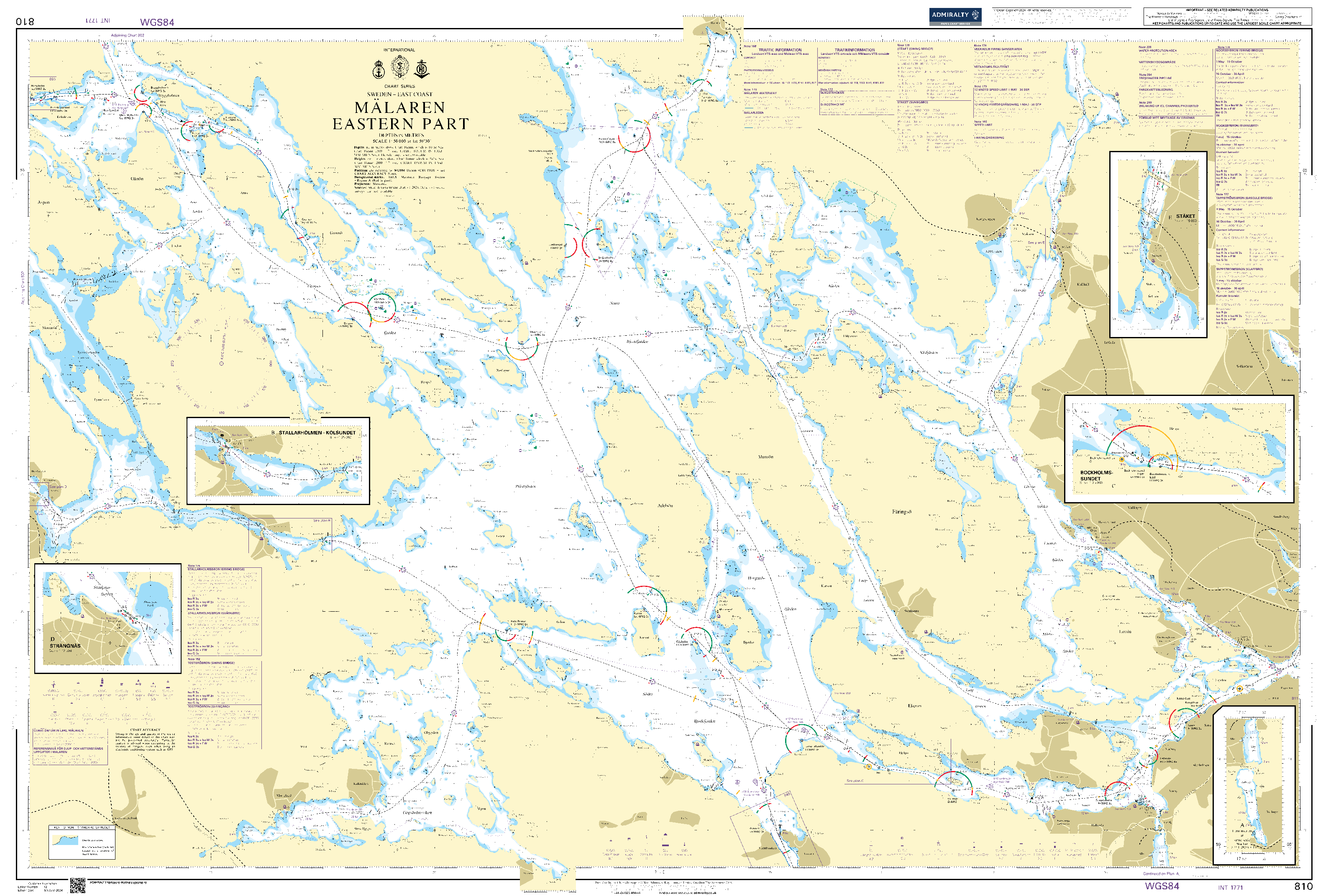 British Admiralty Nautical Chart 810: Sweden – East Coast, Mälaren, Eastern Part
