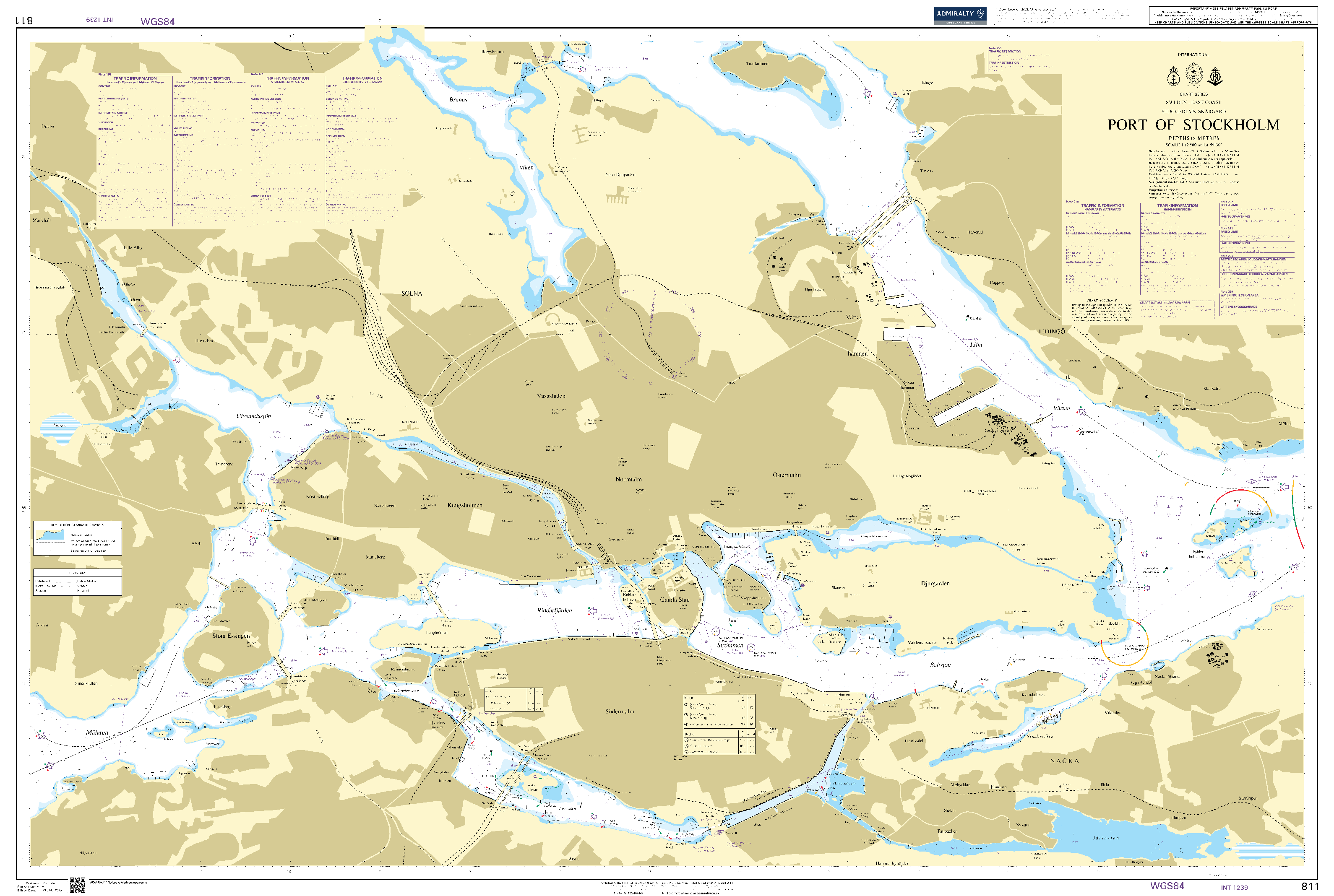 British Admiralty Nautical Chart 811: Sweden – East Coast, Stockholms Skärgård, Port of Stockholm