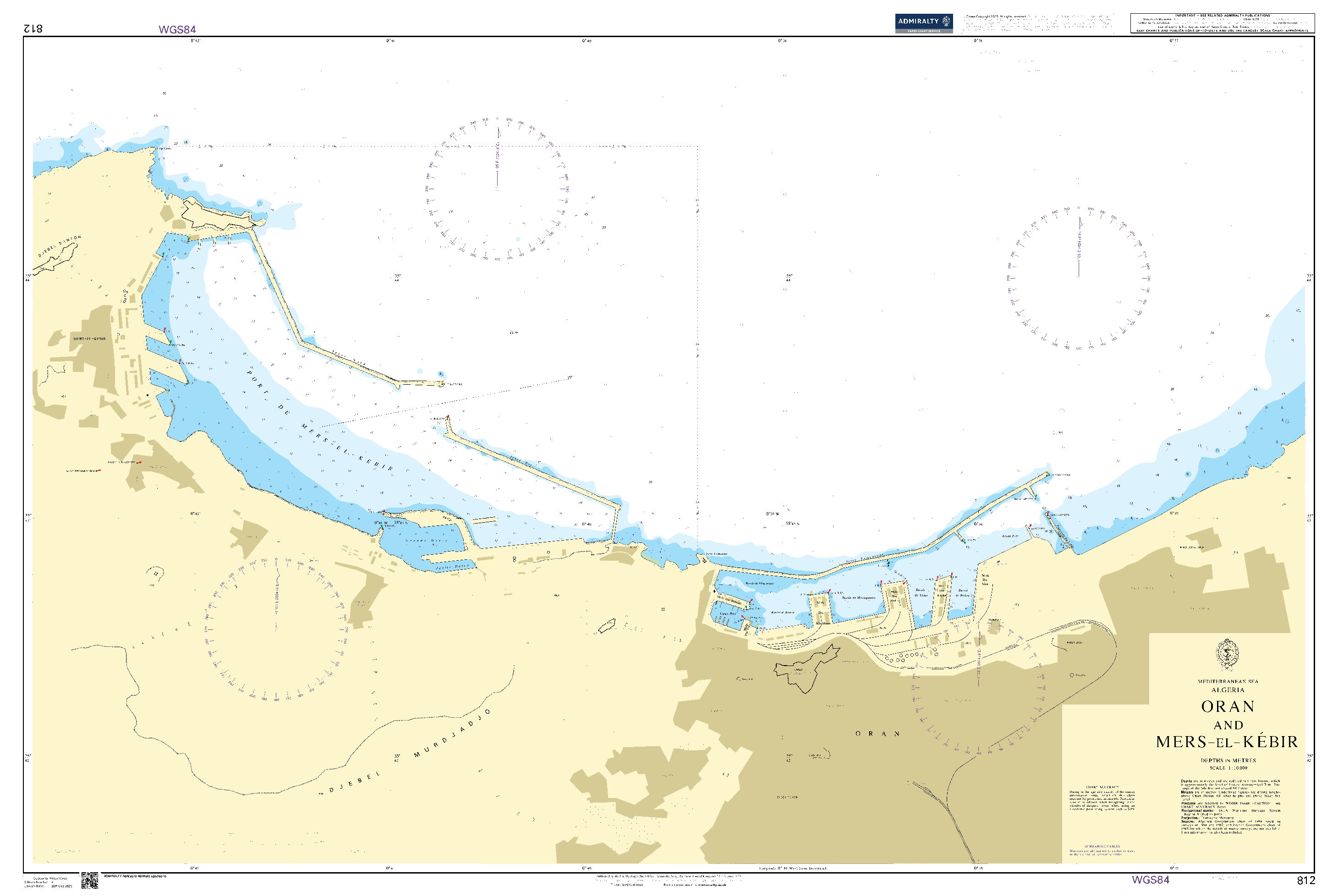 British Admiralty Nautical Chart 812: Oran and Mers-el-Kébir