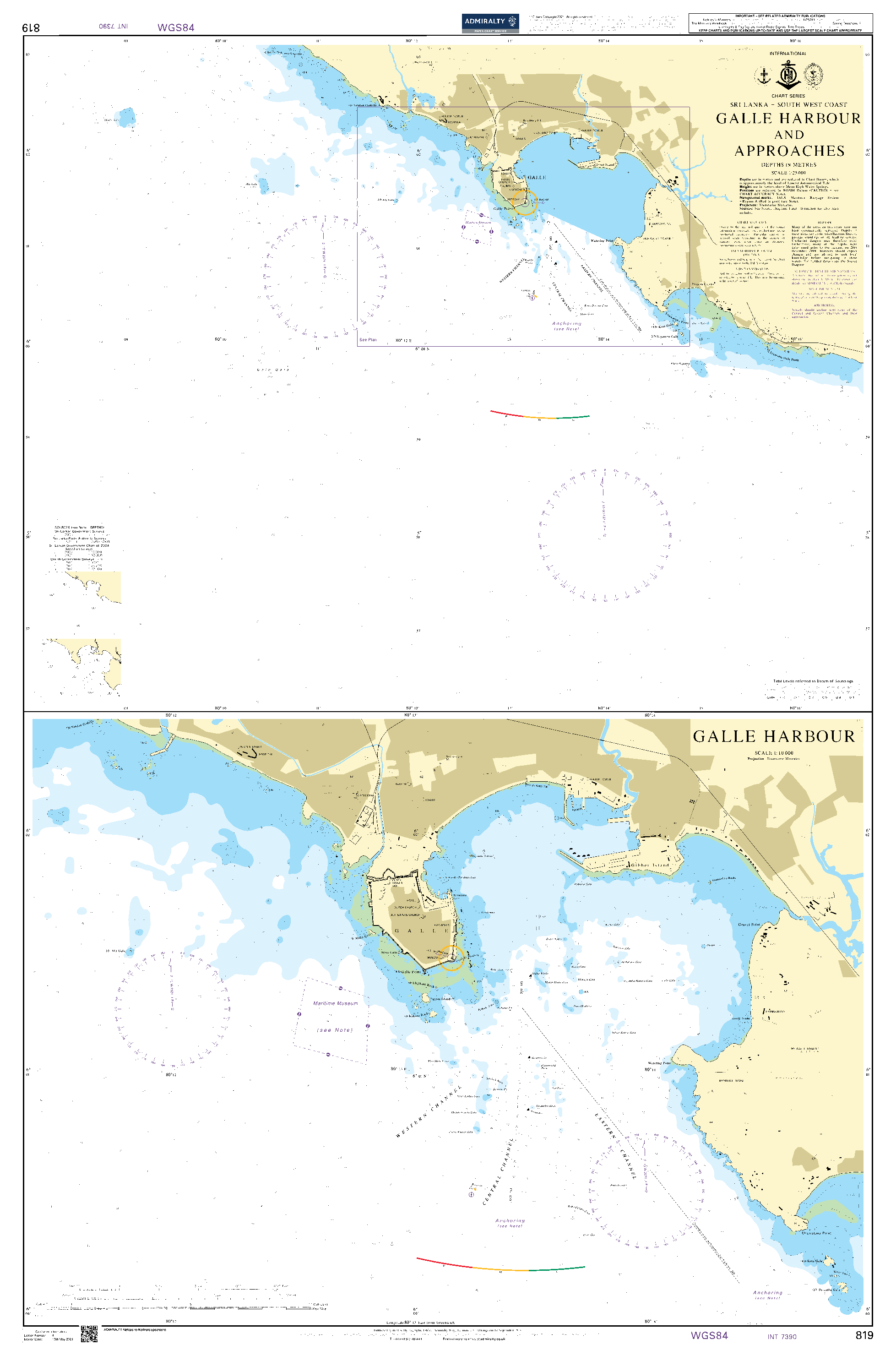 British Admiralty Nautical Chart 819: Galle Harbour and Approaches