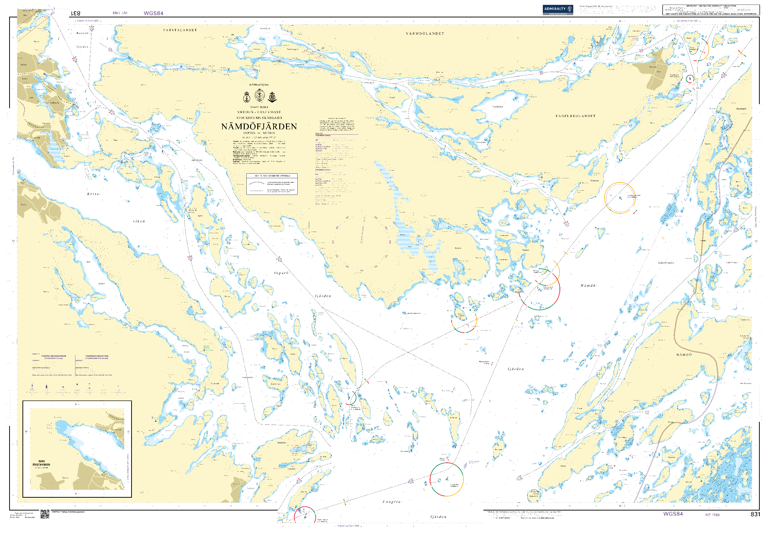 British Admiralty Nautical Chart 831: Sweden – East Coast, Stockholms Skärgård, Nämdöfjärden