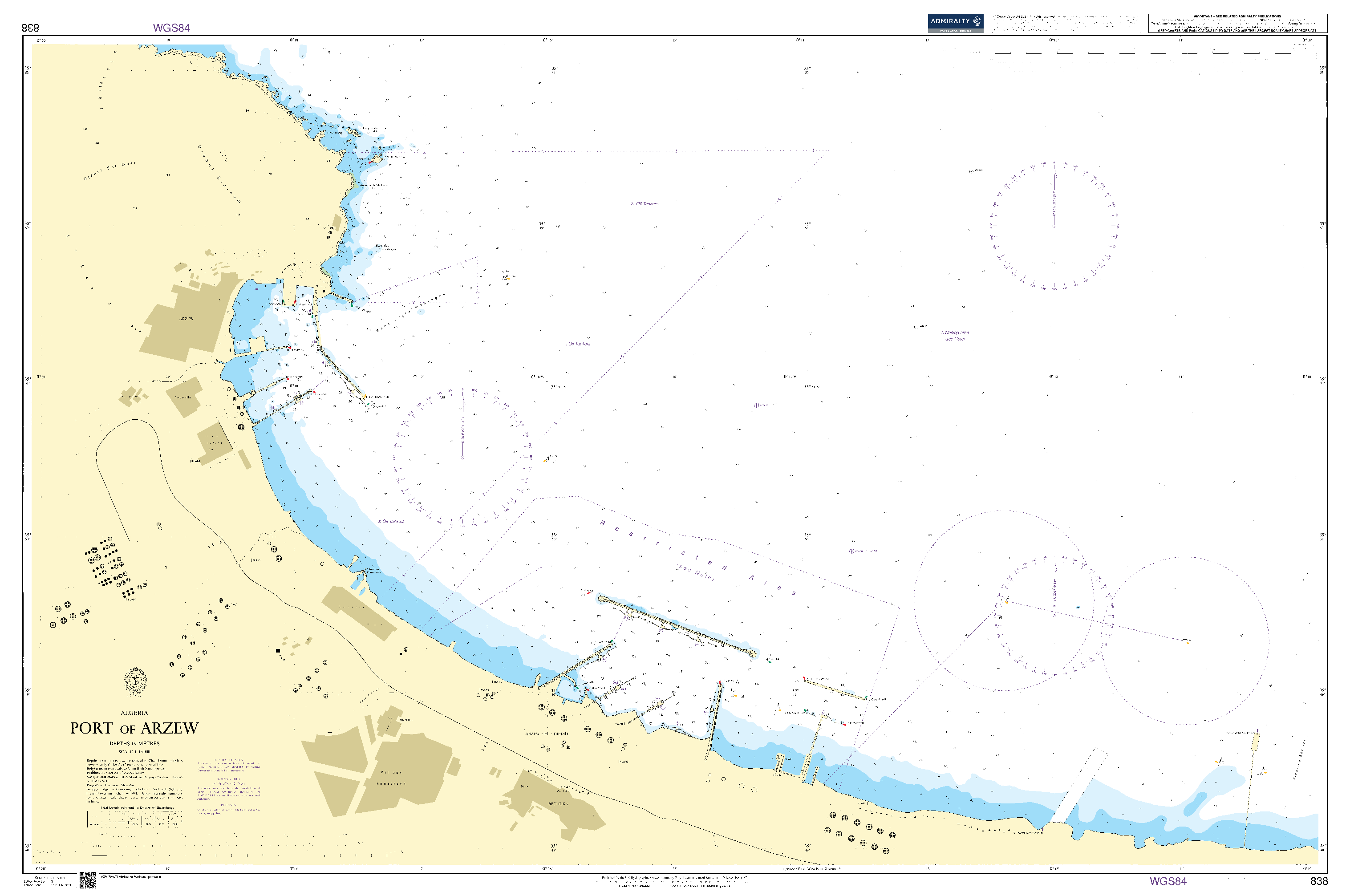 British Admiralty Nautical Chart 838: Port of Arzew