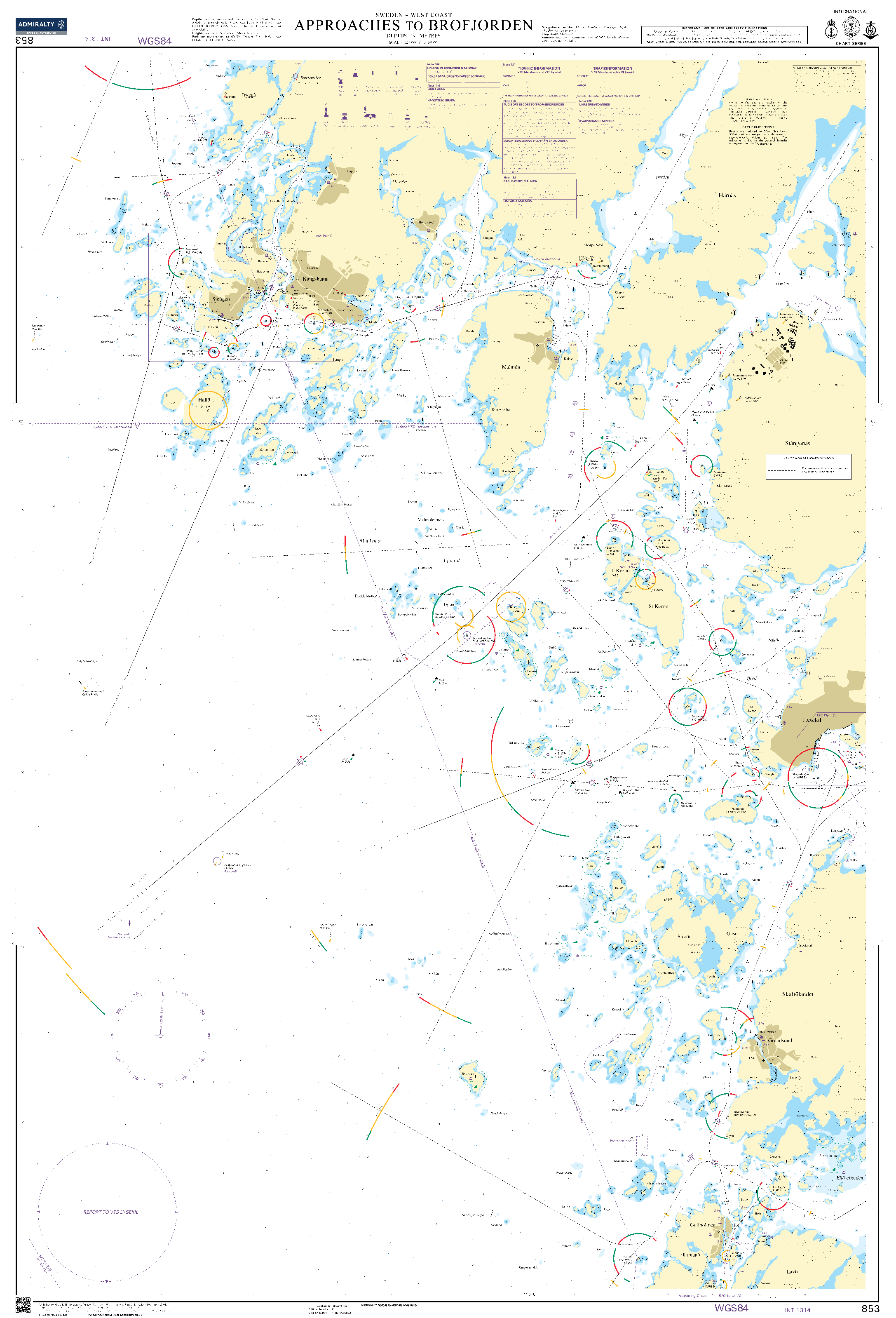British Admiralty Nautical Chart  853: Sweden - West Coast, Approaches to Brofjorden