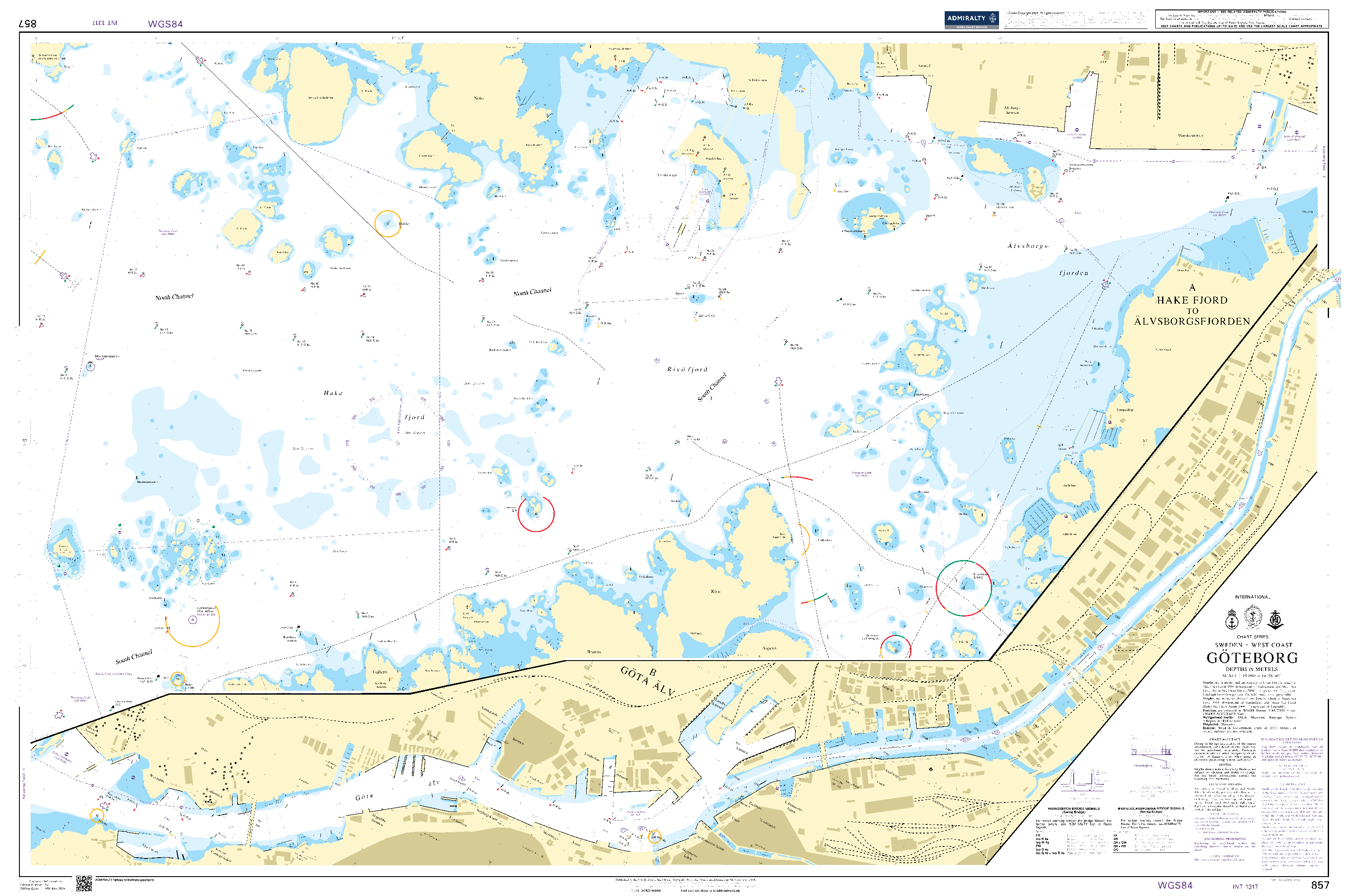 British Admiralty Nautical Chart 857: Sweden - West Coast, Göteborg