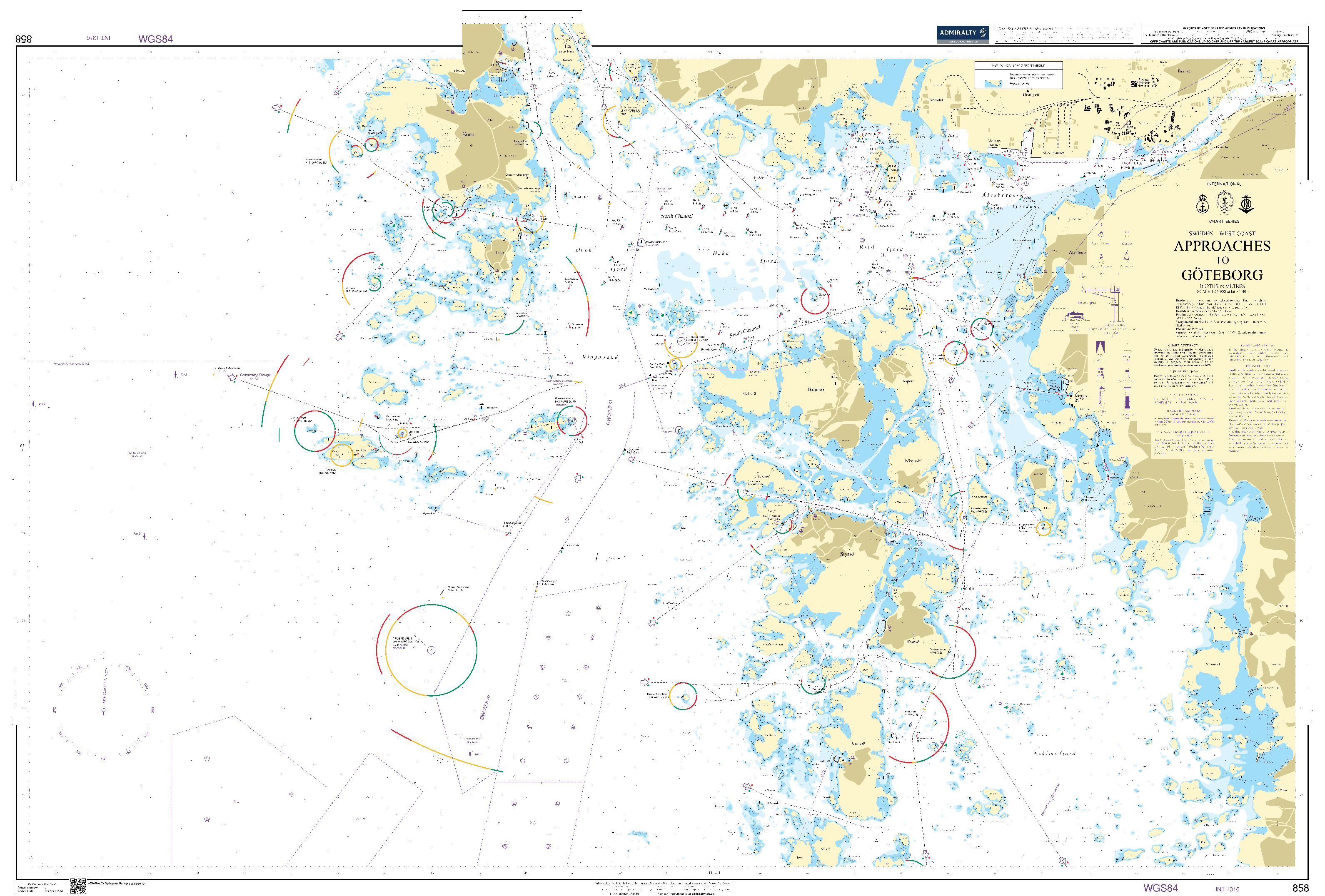 British Admiralty Nautical Chart  858: Sweden - West Coast, Approaches to Göteborg