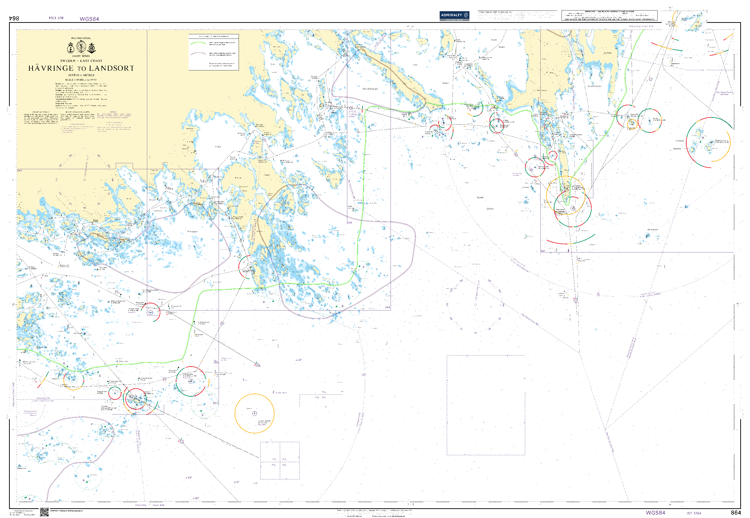 British Admiralty Nautical Chart 864: Sweden - East Coast, Hävringe to Landsort
