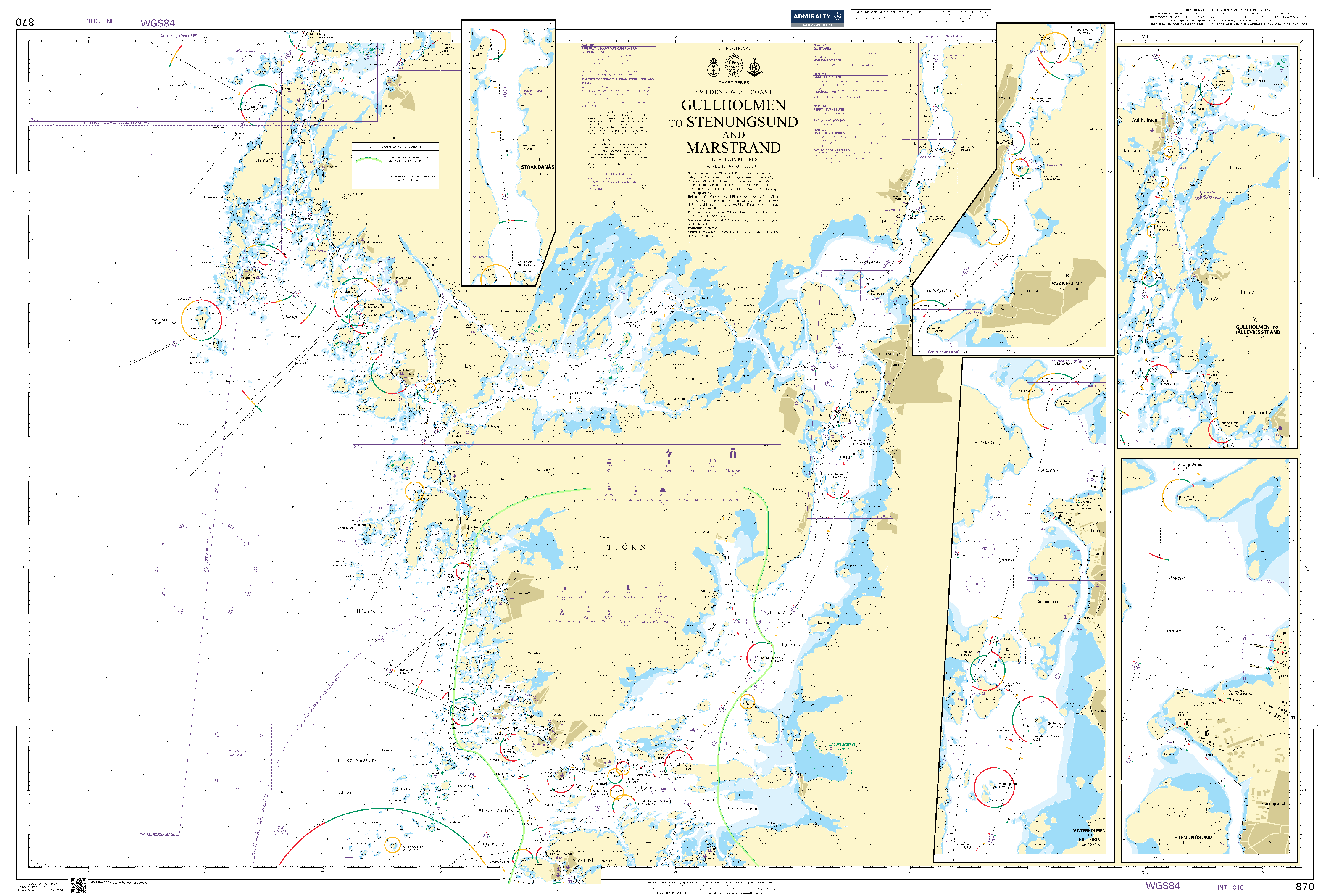 British Admiralty Nautical Chart  870: Sweden - West Coast, Gullholmen to Stenungsund and Marstrand