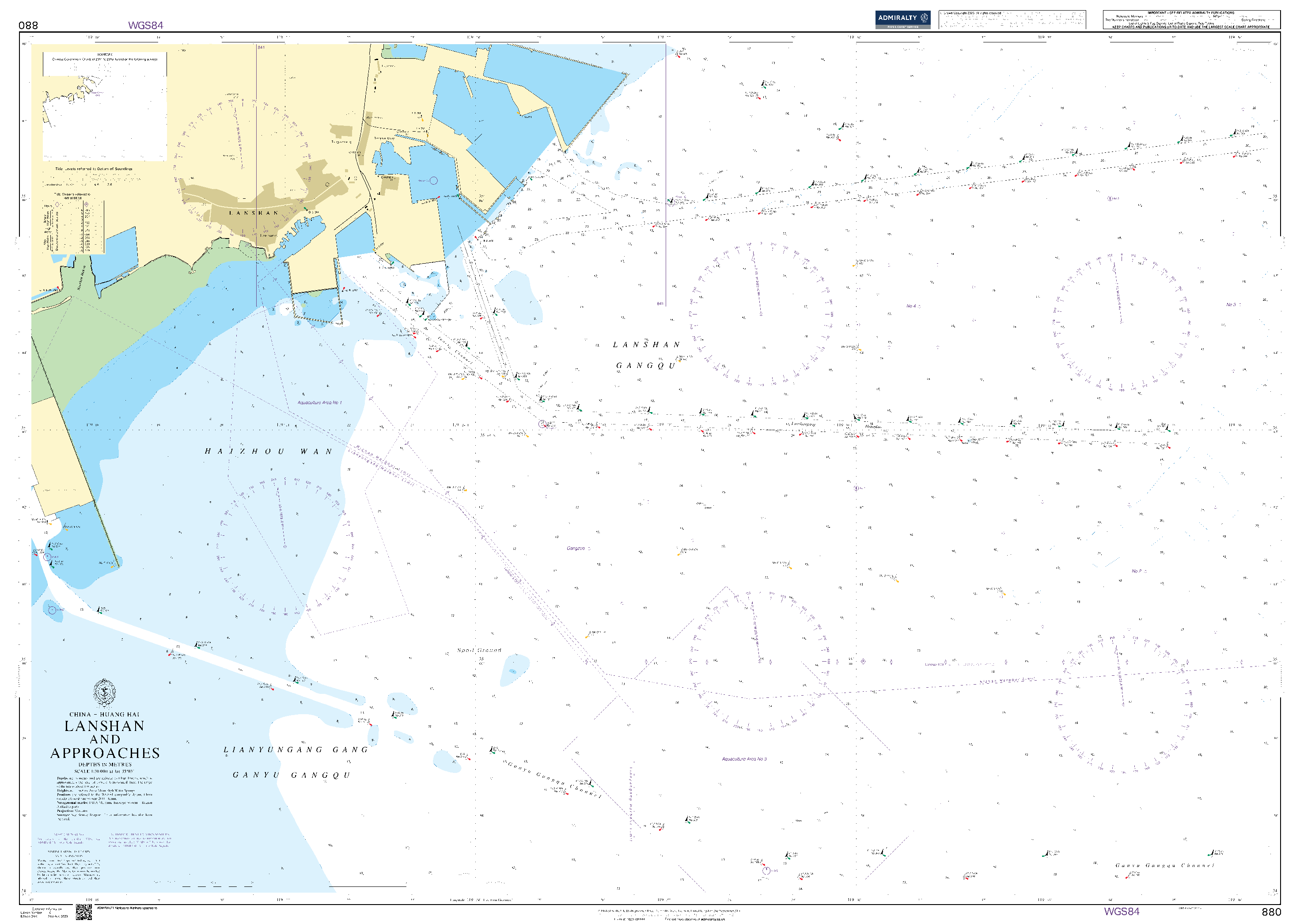 British Admiralty Nautical Chart 880: China - Huang Hai, Lanshan and Approaches