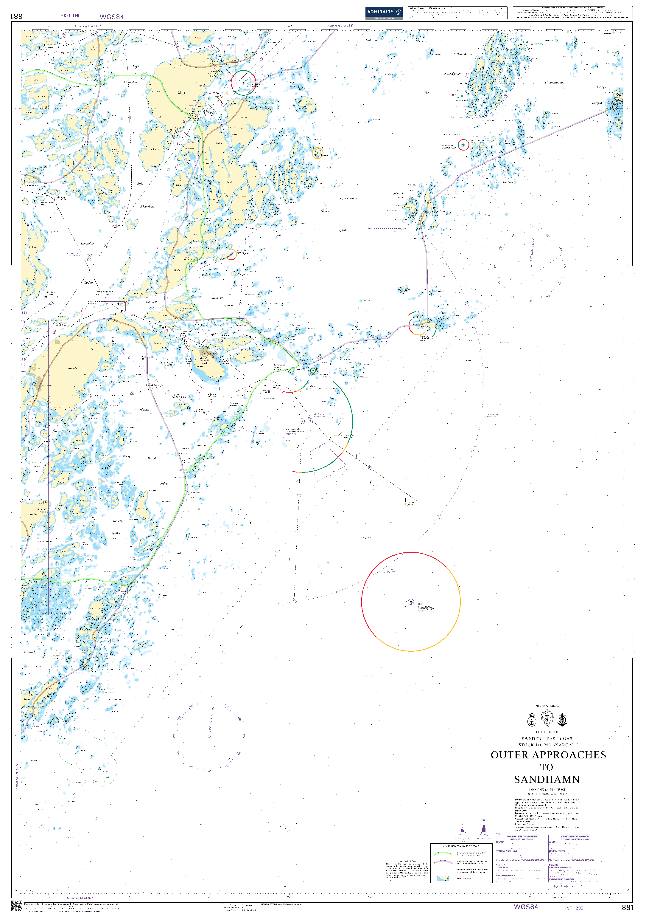 British Admiralty Nautical Chart 881: Sweden – East Coast, Stockholms Skärgård, Outer Approaches to Sandhamn
