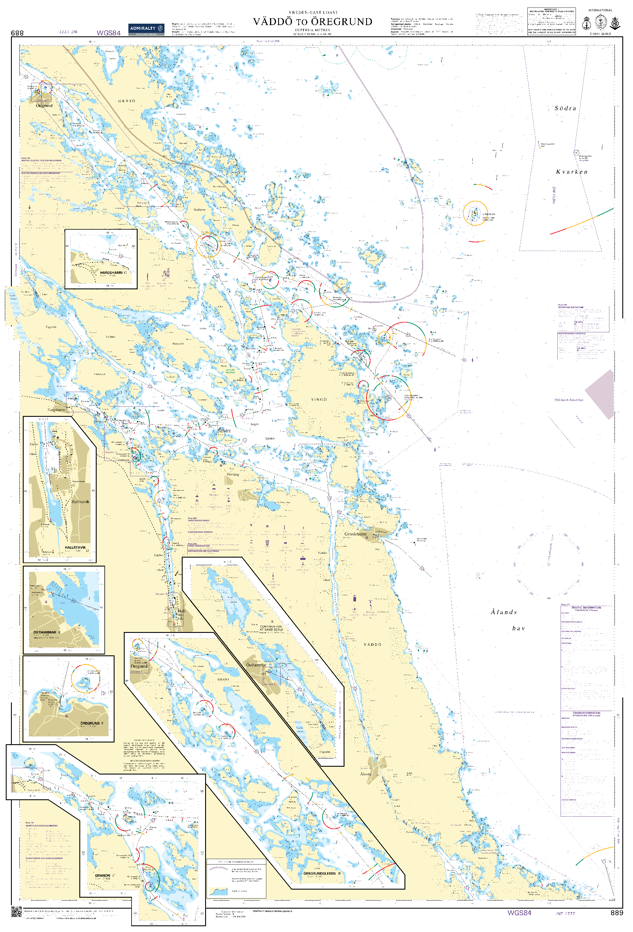 British Admiralty Nautical Chart 889: Sweden – East Coast, Väddö to Öregrund