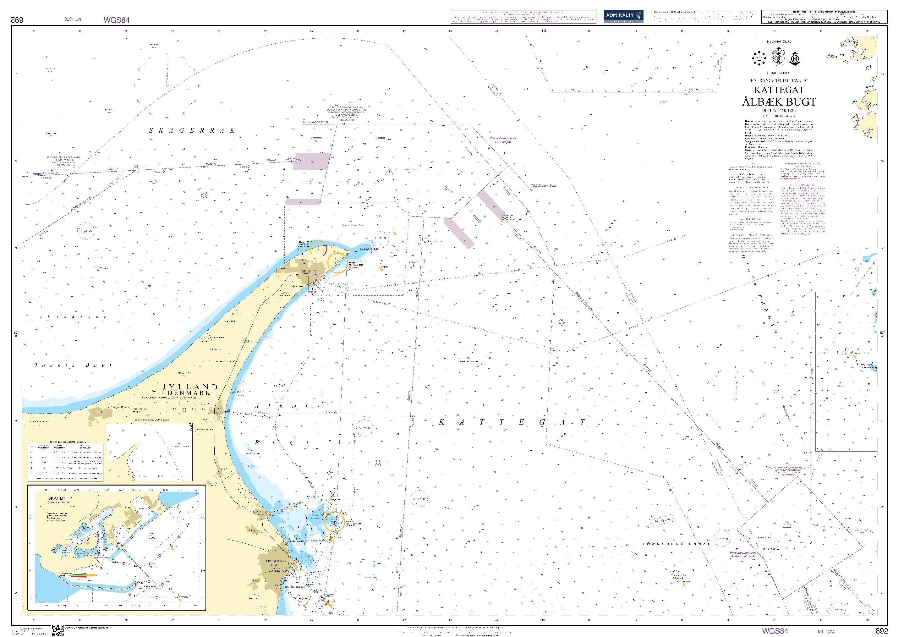 British Admiralty Nautical Chart 892: Kattegat Albaek Bugt