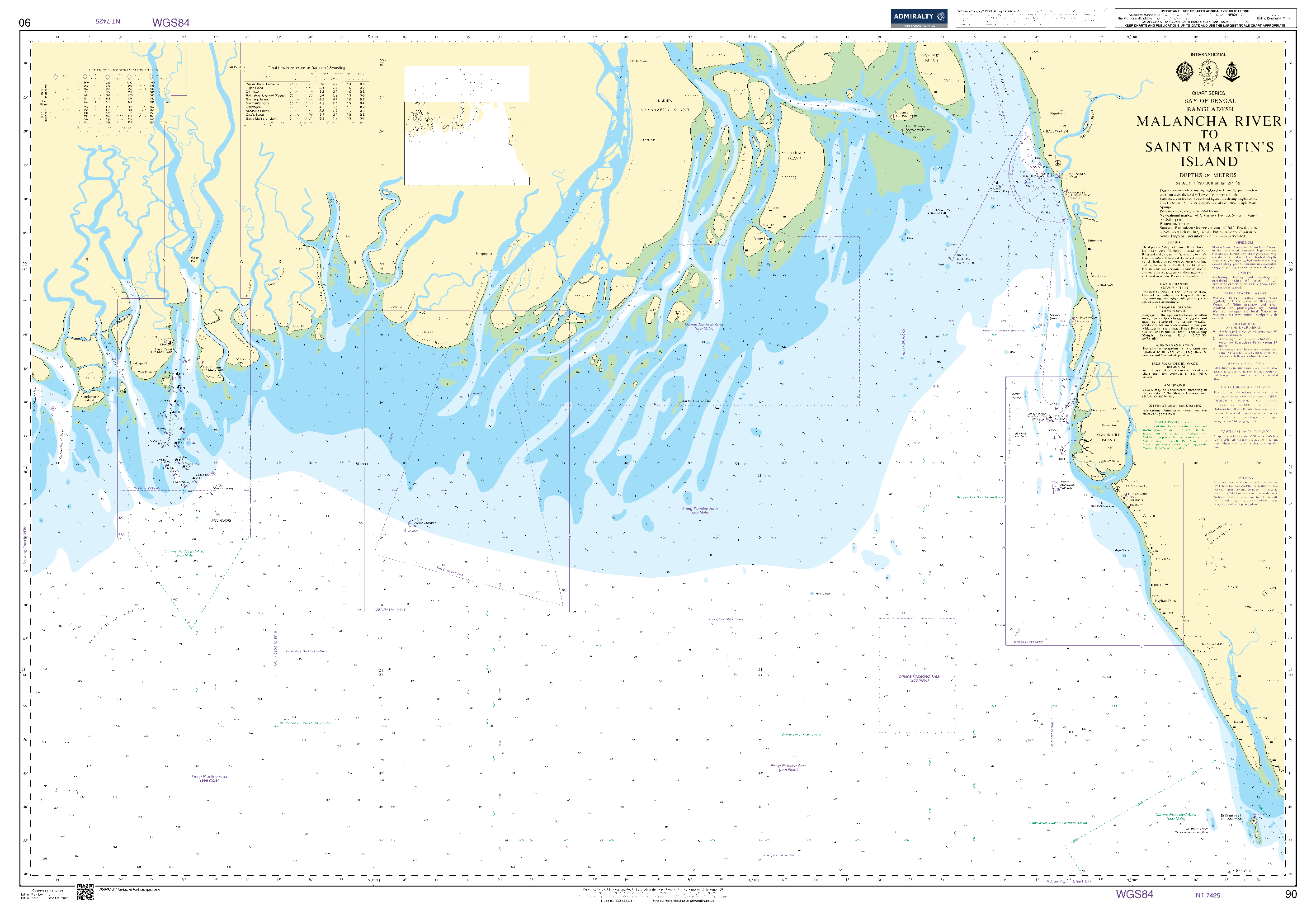 British Admiralty Nautical Chart 90: Malancha River to Saint Martin's Island